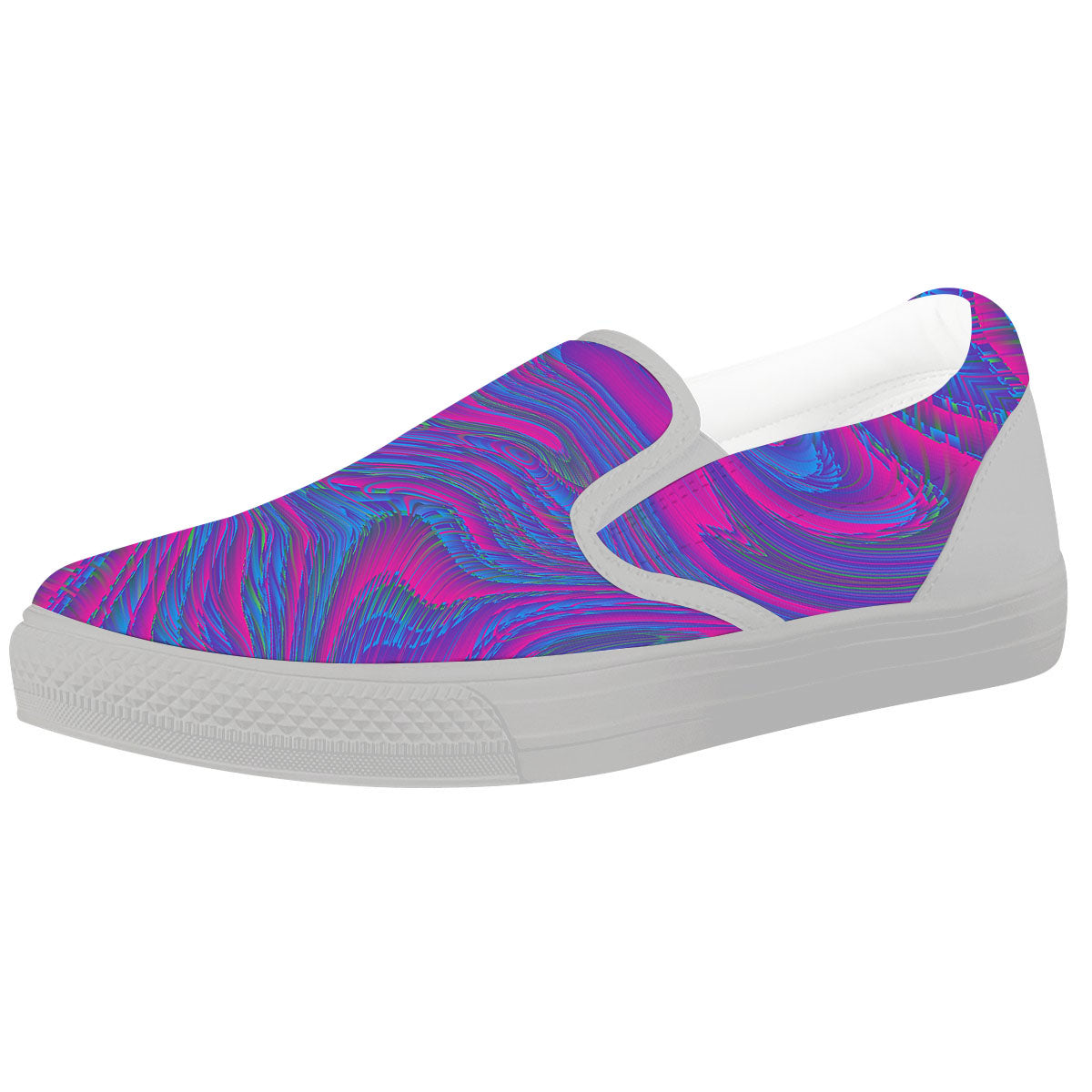 Trippy Psychedelic Purple Print White Slip On Shoes-grizzshop