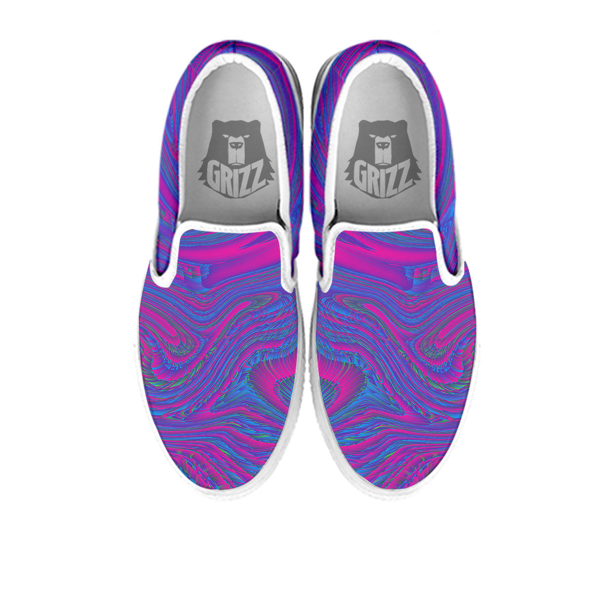 Trippy Psychedelic Purple Print White Slip On Shoes-grizzshop