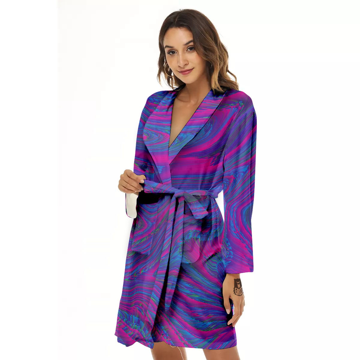 Trippy Psychedelic Purple Print Women's Robe-grizzshop