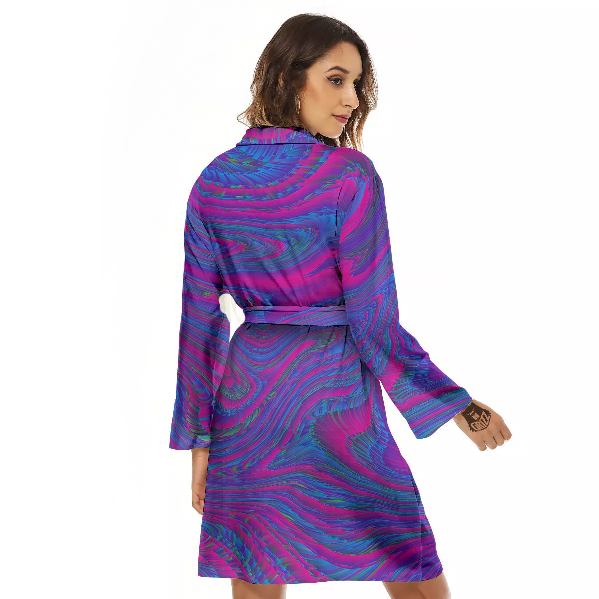 Trippy Psychedelic Purple Print Women's Robe-grizzshop