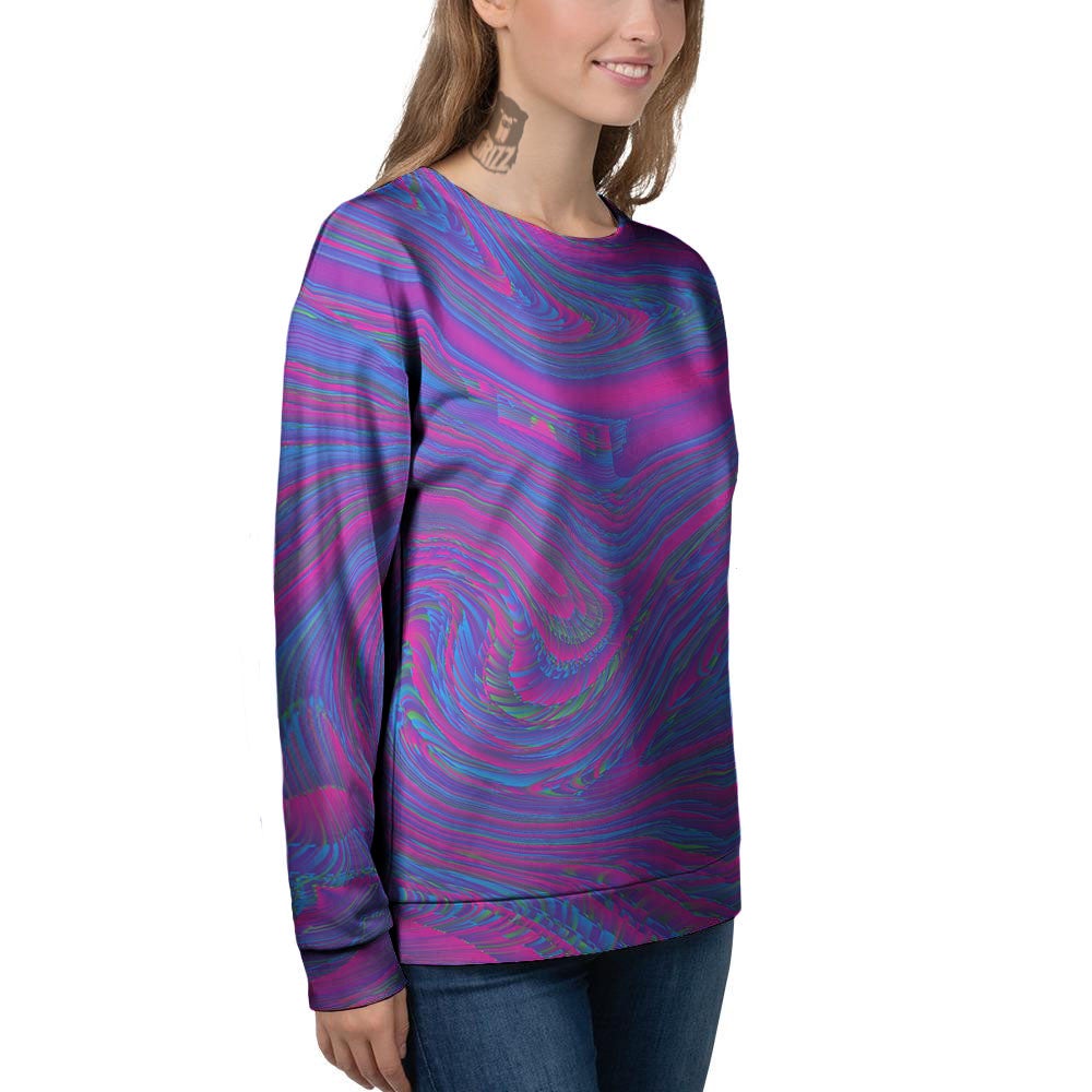 Trippy Psychedelic Purple Print Women's Sweatshirt-grizzshop
