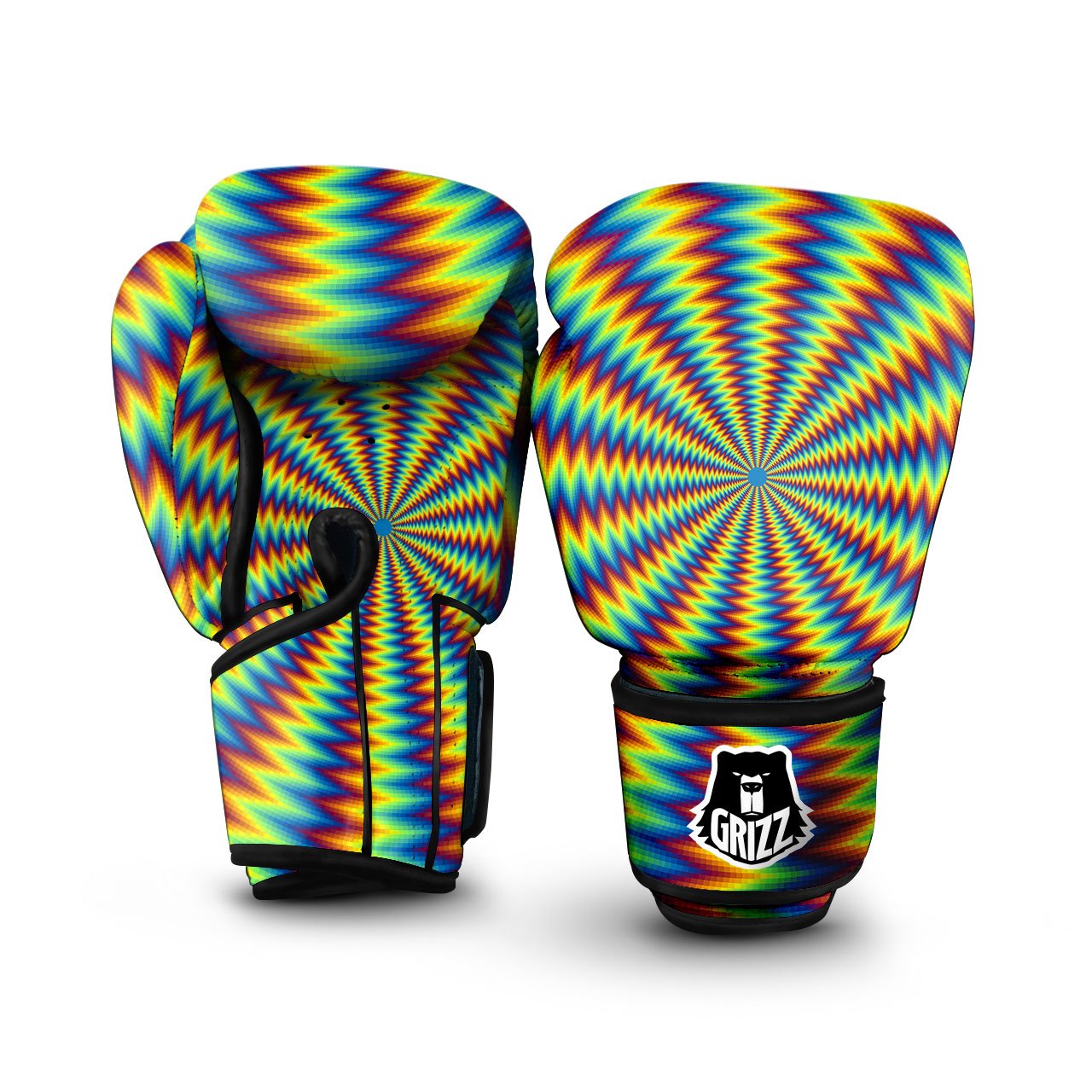 Trippy Psychedelic Rainbow Print Boxing Gloves-grizzshop