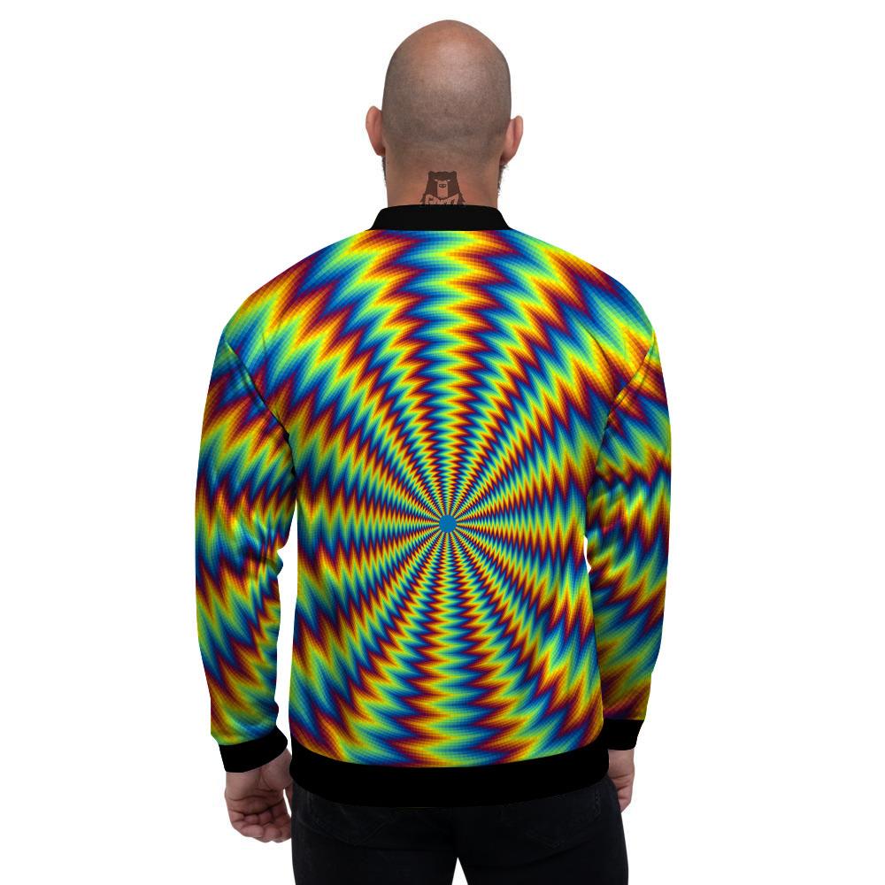 Trippy Psychedelic Rainbow Print Men's Bomber Jacket-grizzshop