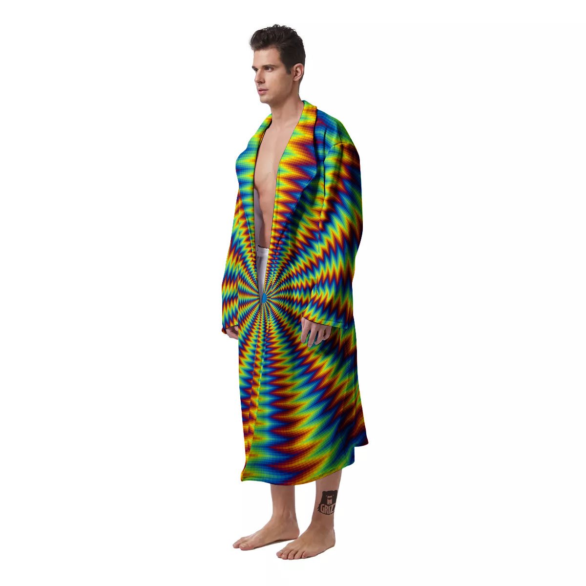 Trippy Psychedelic Rainbow Print Men's Robe-grizzshop