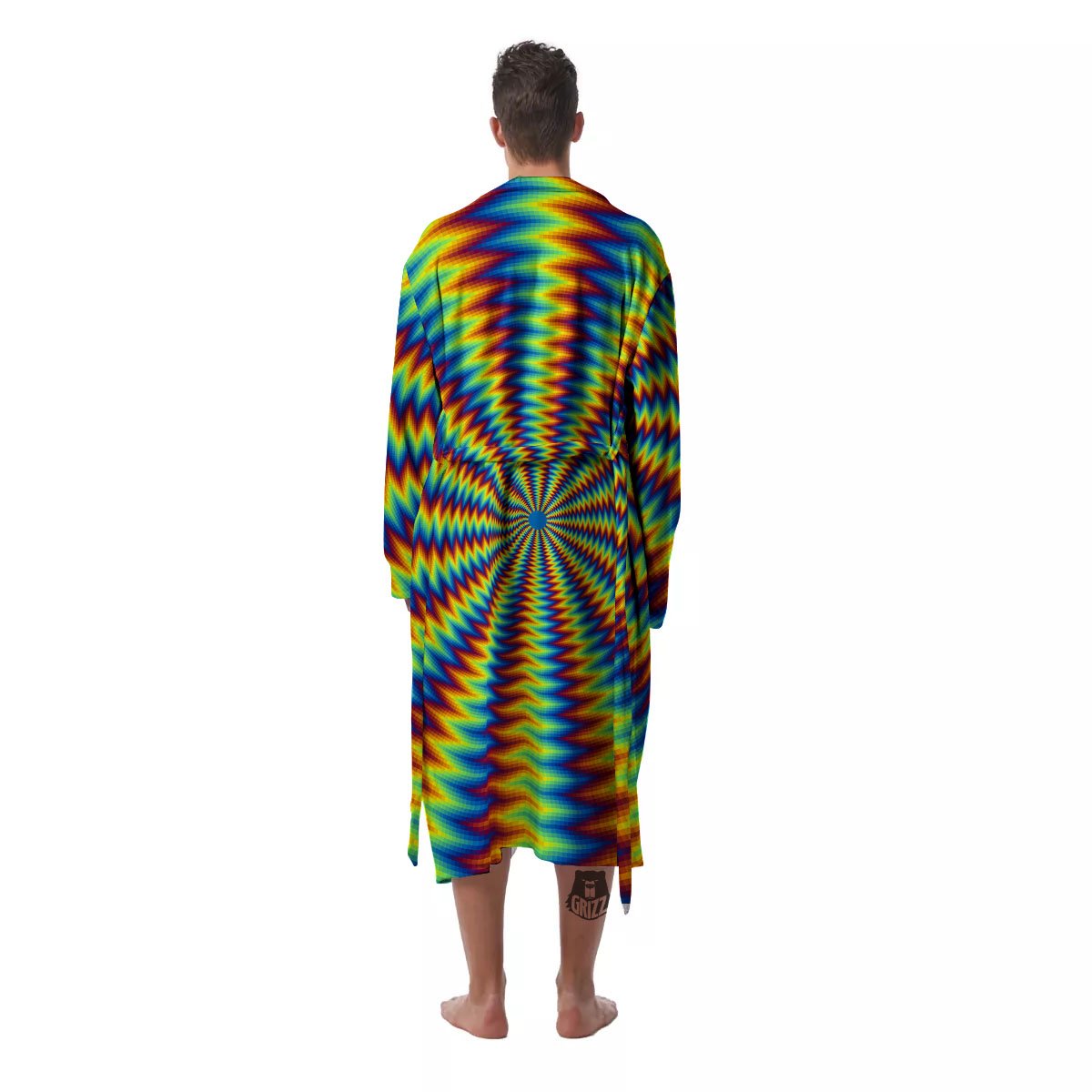Trippy Psychedelic Rainbow Print Men's Robe-grizzshop