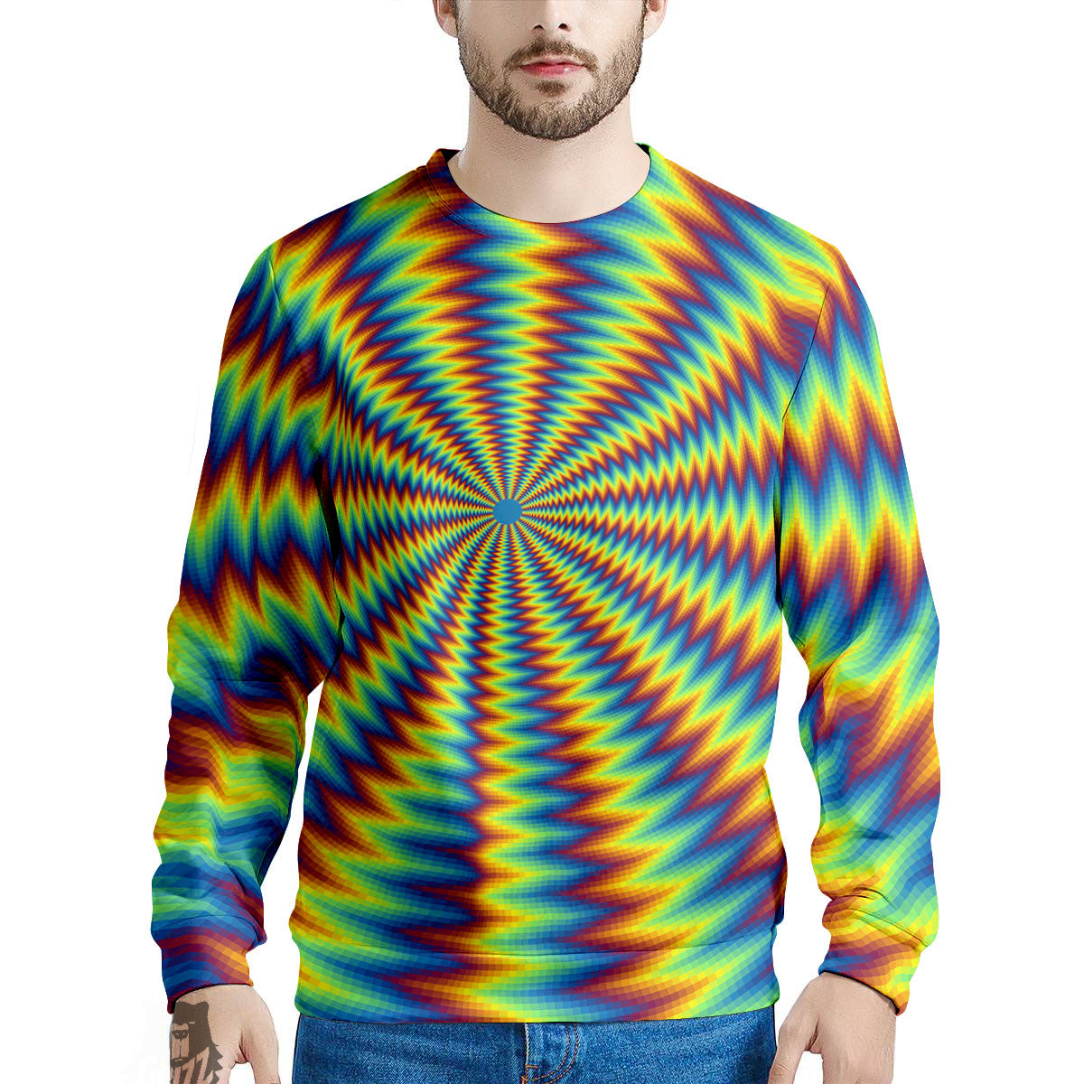 Trippy Psychedelic Rainbow Print Men's Sweatshirt-grizzshop