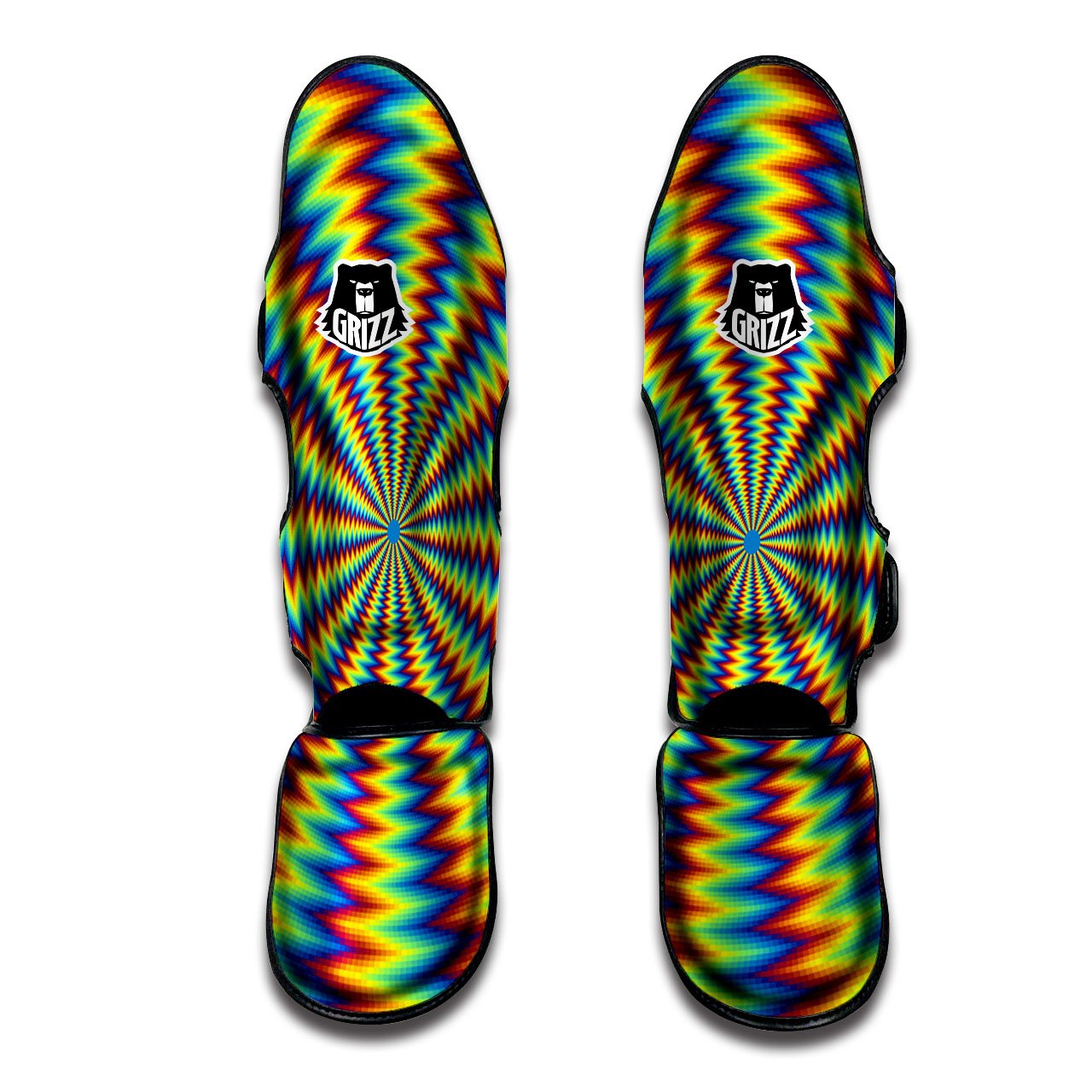Trippy Psychedelic Rainbow Print Muay Thai Shin Guards-grizzshop