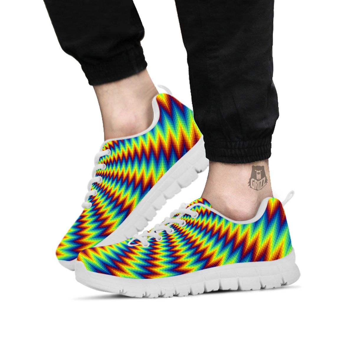 Trippy Psychedelic Rainbow Print White Sneaker-grizzshop
