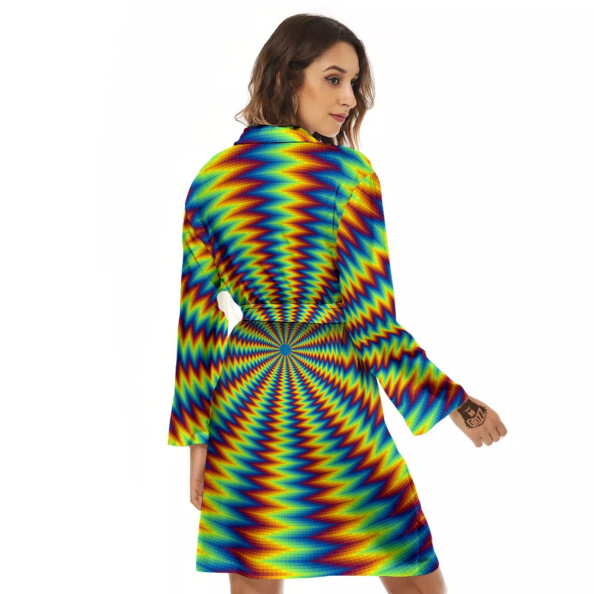Trippy Psychedelic Rainbow Print Women's Robe-grizzshop