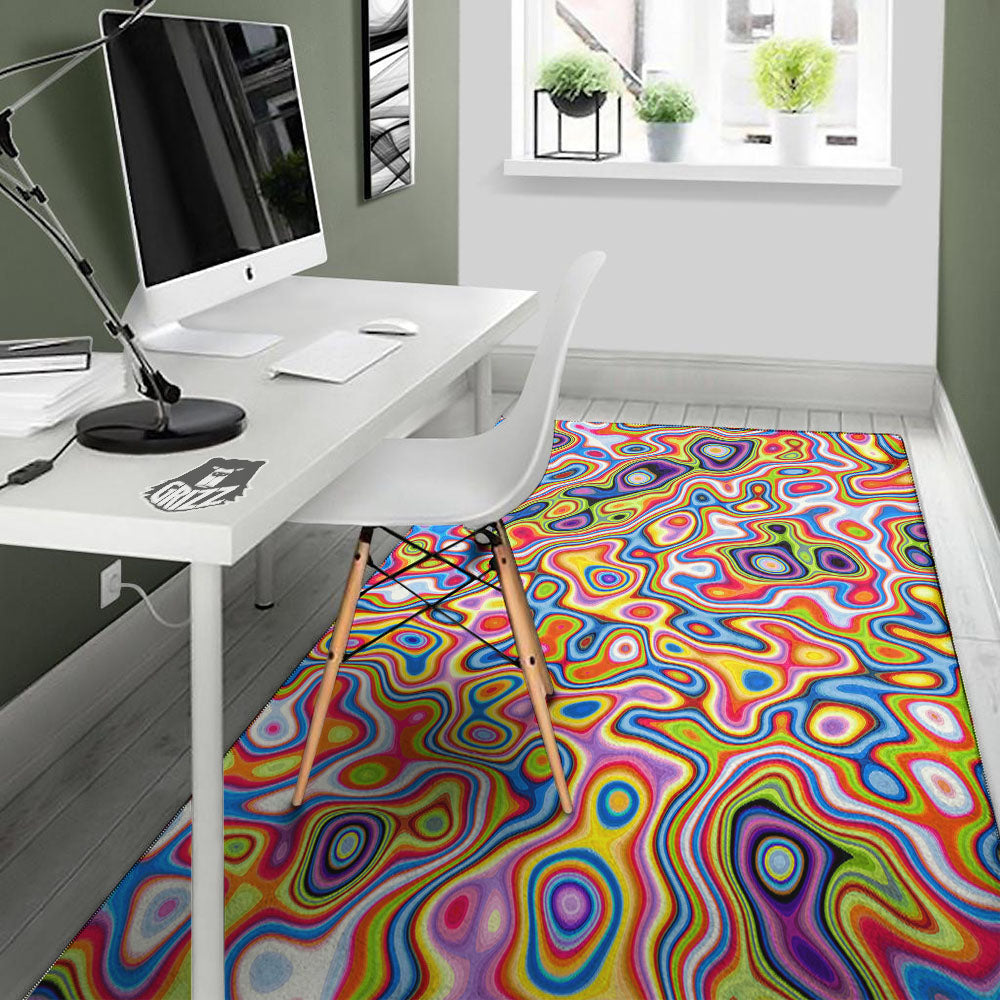 Trippy Rainbow Psychedelic Print Floor Mat-grizzshop