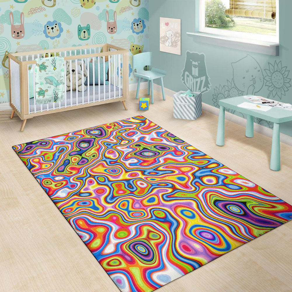 Trippy Rainbow Psychedelic Print Floor Mat-grizzshop