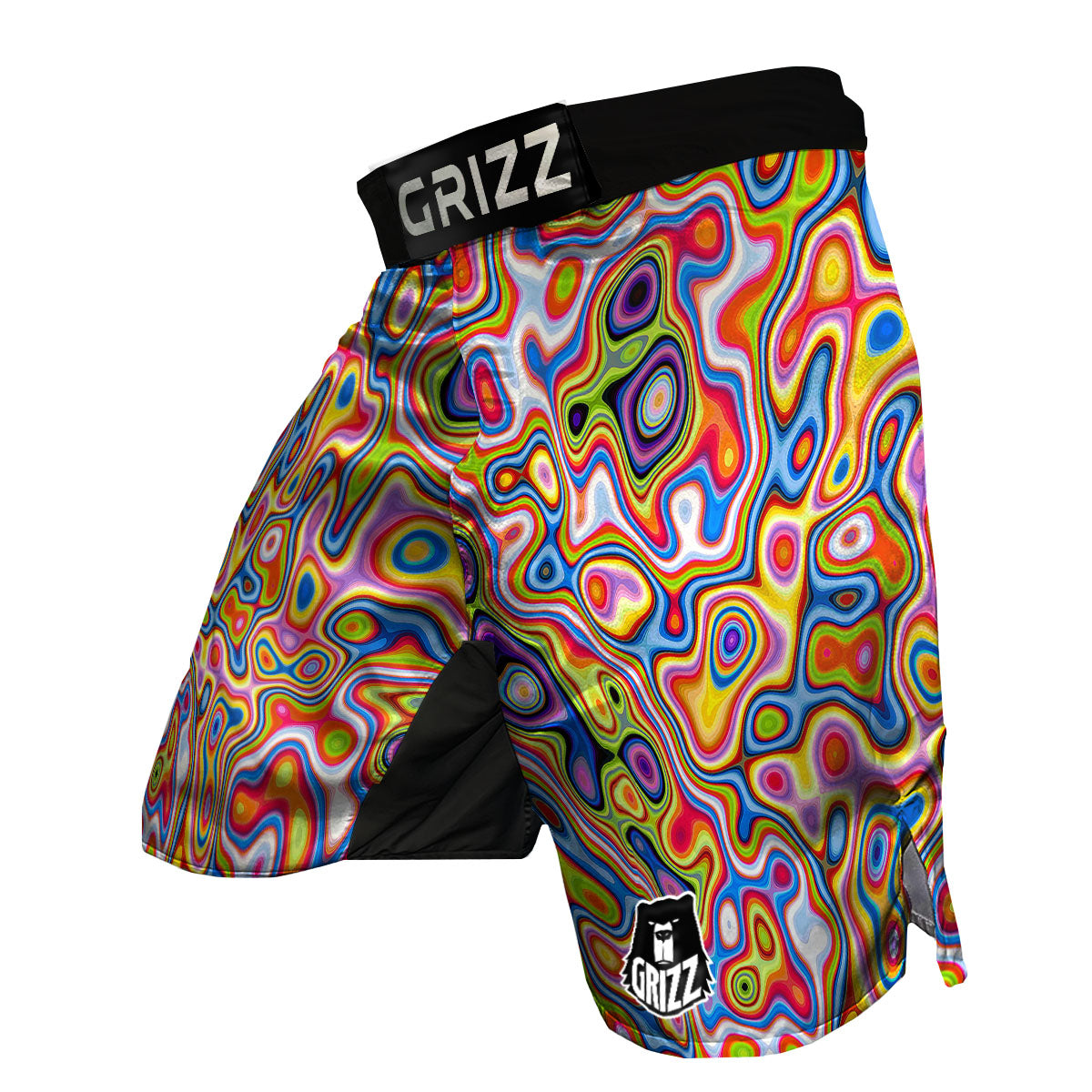 Trippy Rainbow Psychedelic Print MMA Shorts-grizzshop