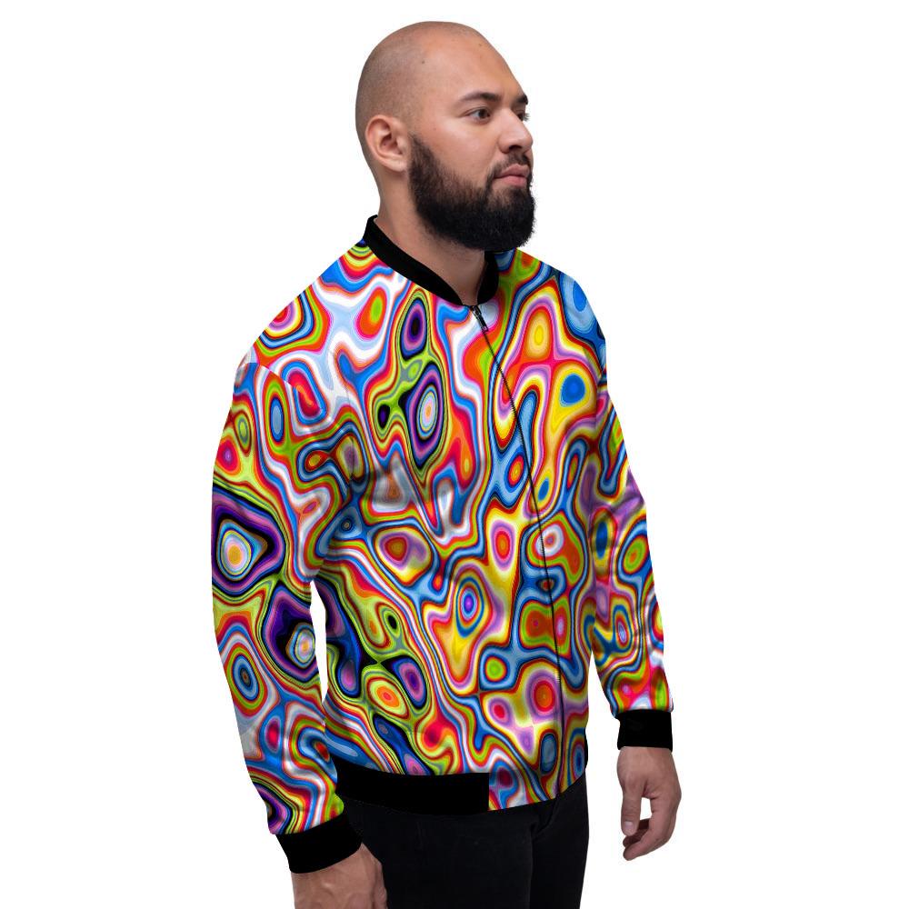 Trippy Rainbow Psychedelic Print Men's Bomber Jacket-grizzshop