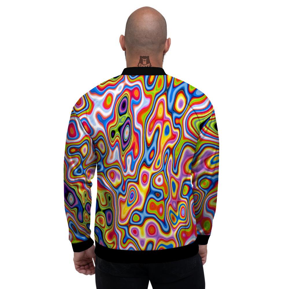 Trippy Rainbow Psychedelic Print Men's Bomber Jacket-grizzshop