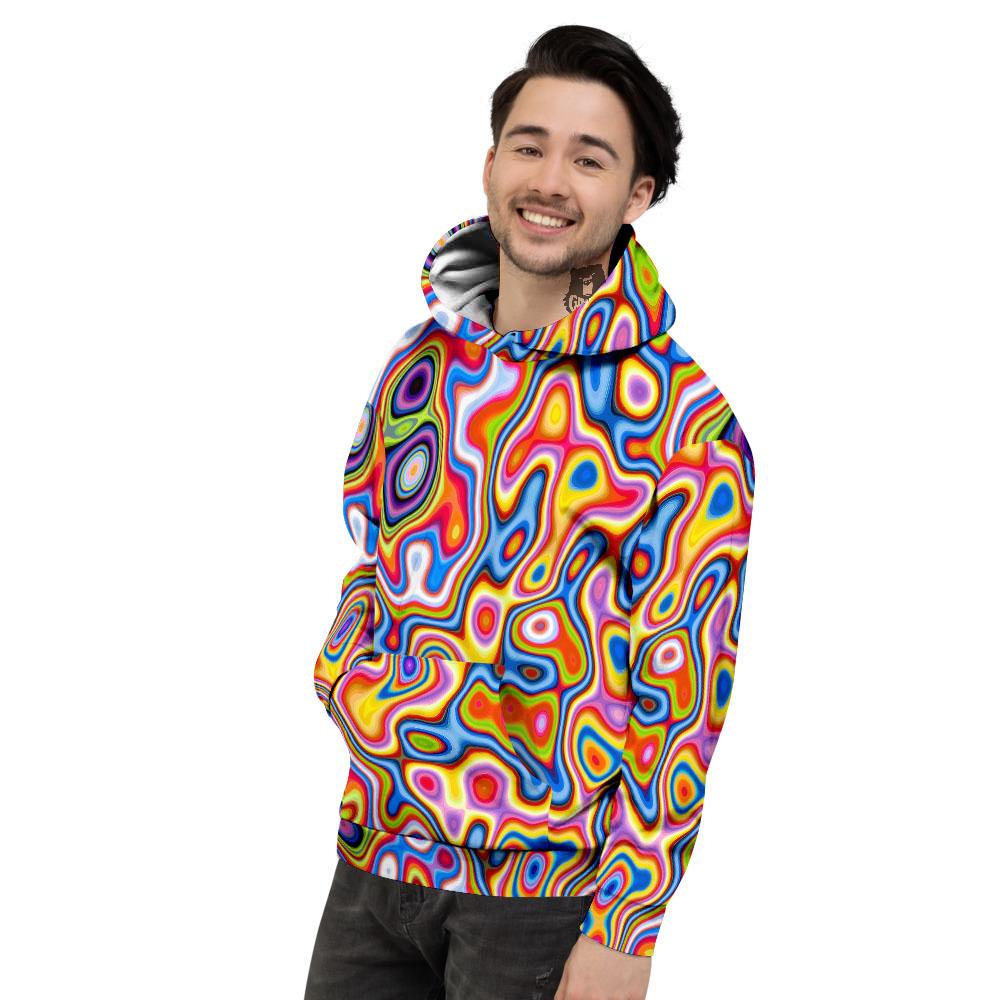Trippy Rainbow Psychedelic Print Men's Hoodie-grizzshop