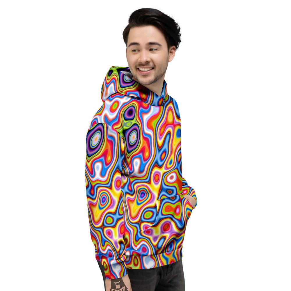 Trippy Rainbow Psychedelic Print Men's Hoodie-grizzshop