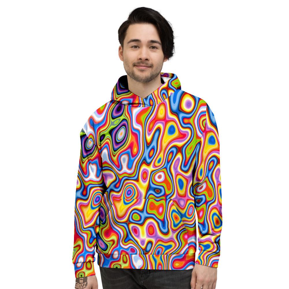 Trippy Rainbow Psychedelic Print Men's Hoodie-grizzshop