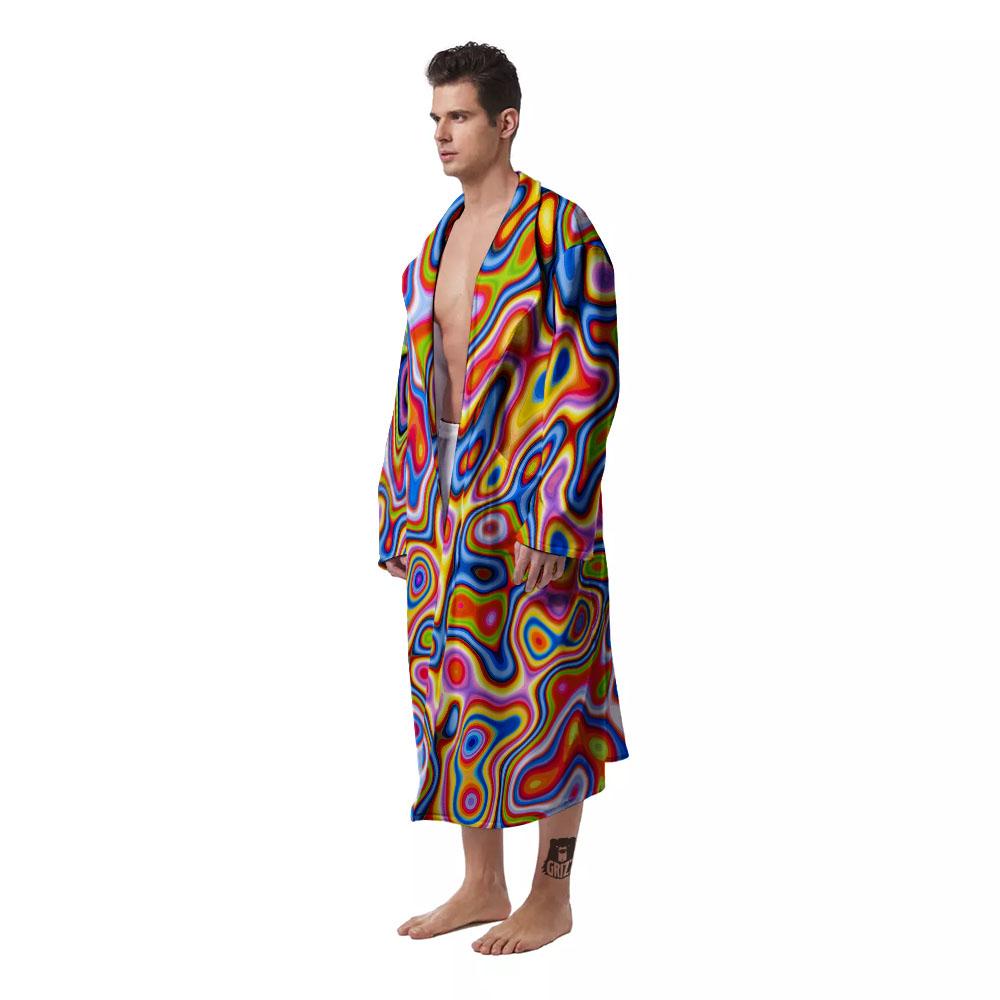 Trippy Rainbow Psychedelic Print Men's Robe-grizzshop
