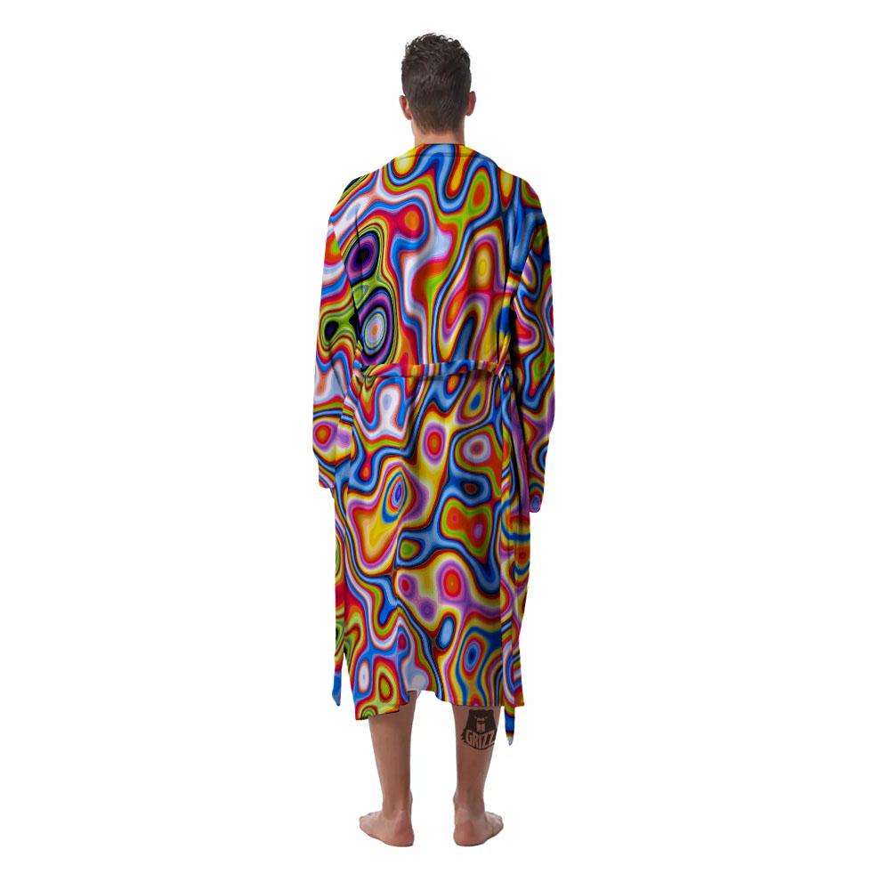 Trippy Rainbow Psychedelic Print Men's Robe-grizzshop