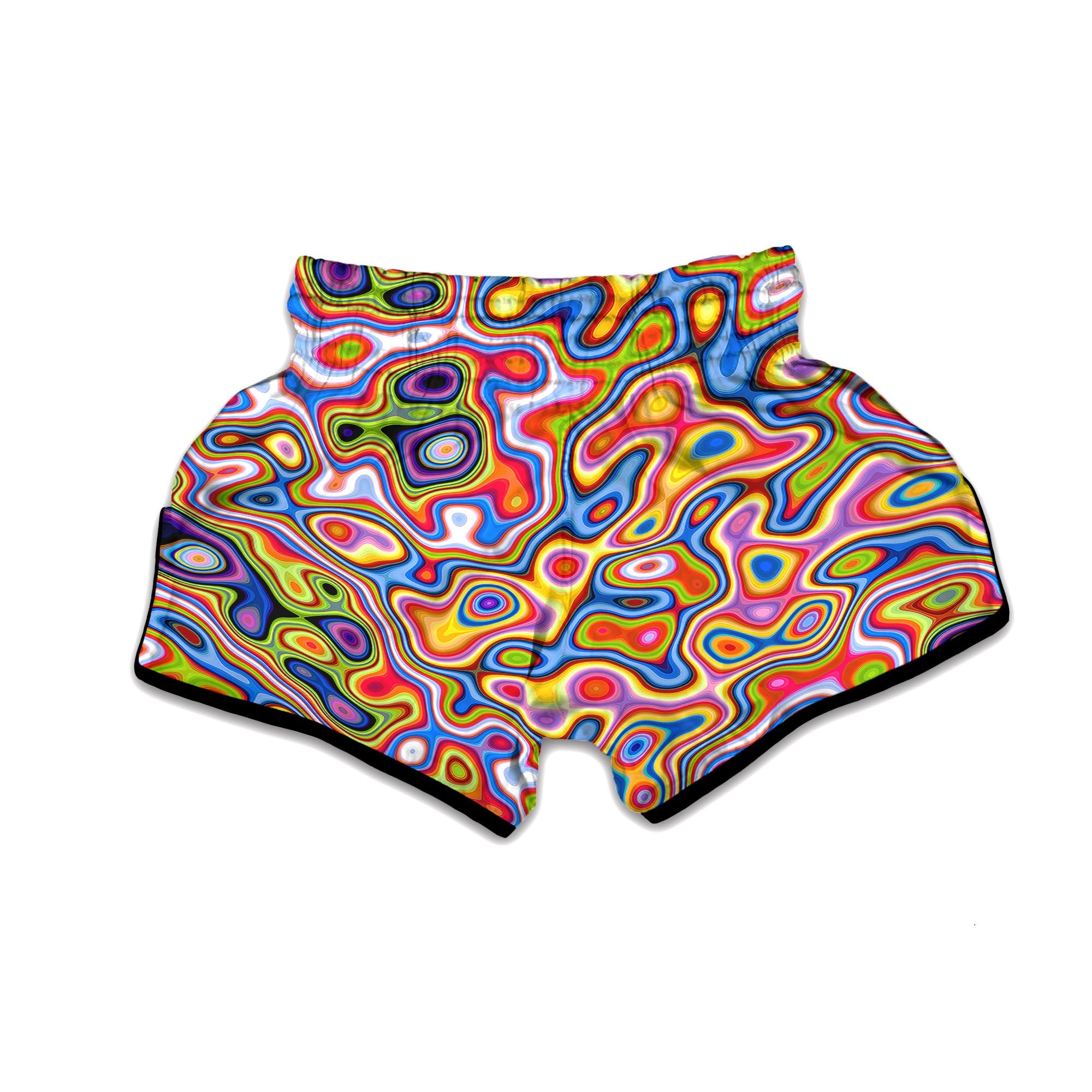 Trippy Rainbow Psychedelic Print Muay Thai Boxing Shorts-grizzshop