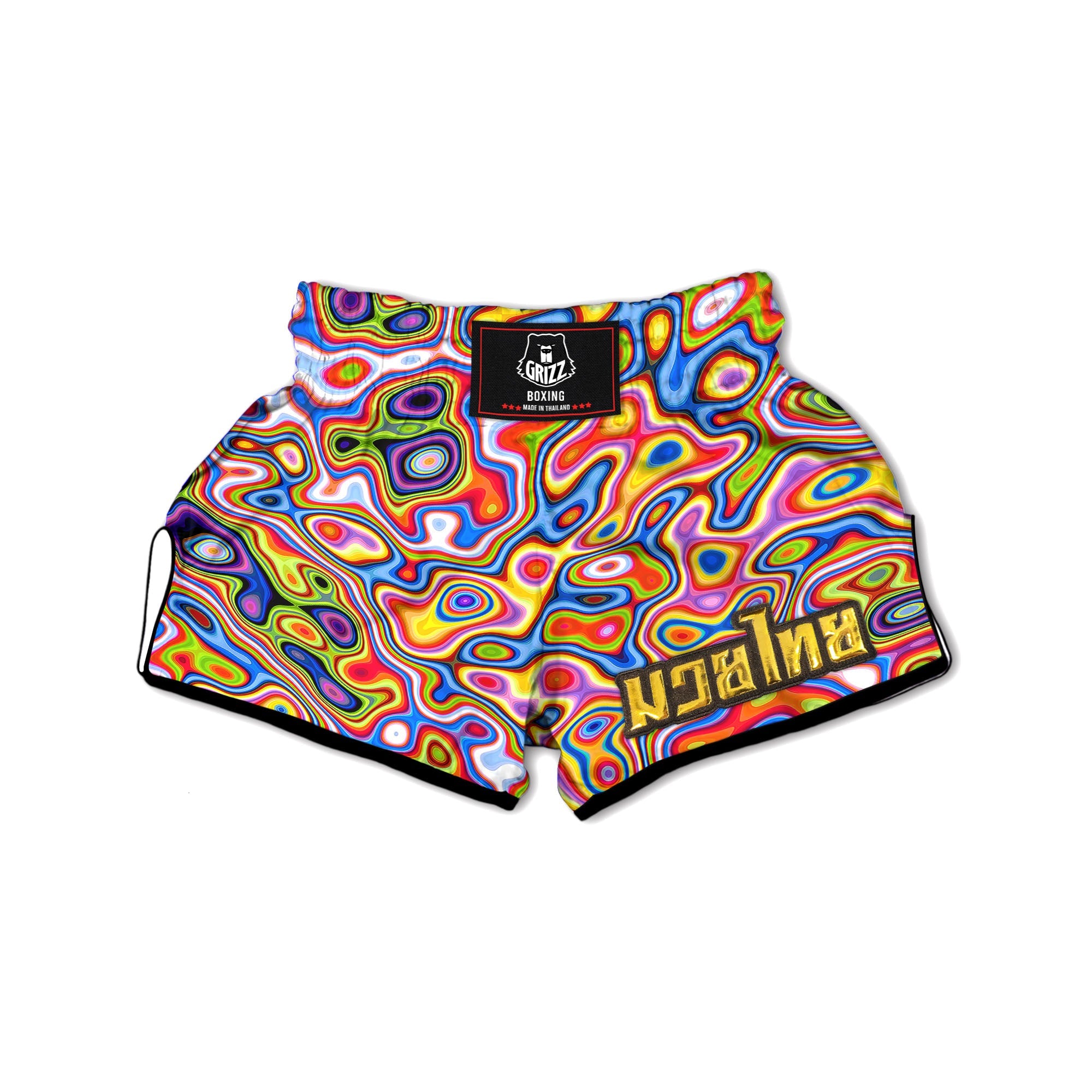 Trippy Rainbow Psychedelic Print Muay Thai Boxing Shorts-grizzshop