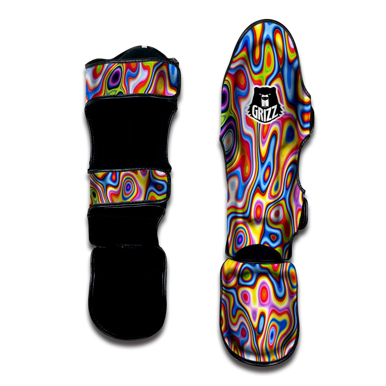 Trippy Rainbow Psychedelic Print Muay Thai Shin Guards-grizzshop