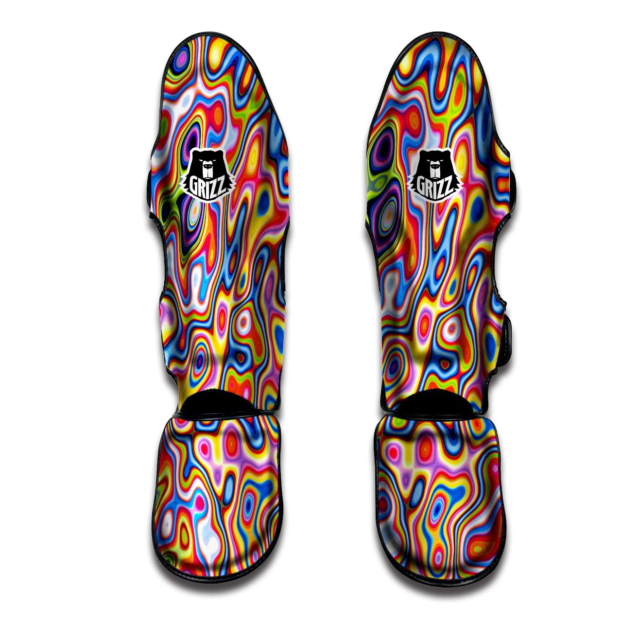Trippy Rainbow Psychedelic Print Muay Thai Shin Guards-grizzshop