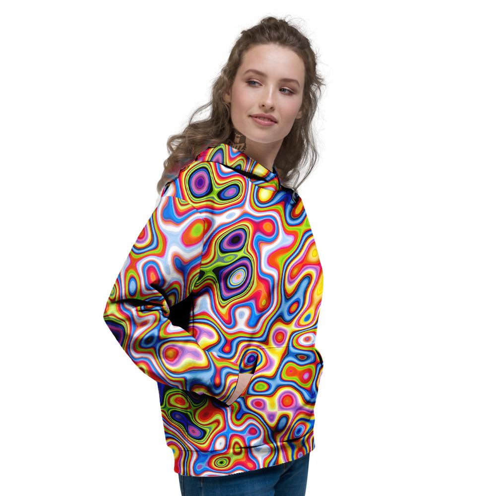 Trippy Rainbow Psychedelic Print Women's Hoodie-grizzshop