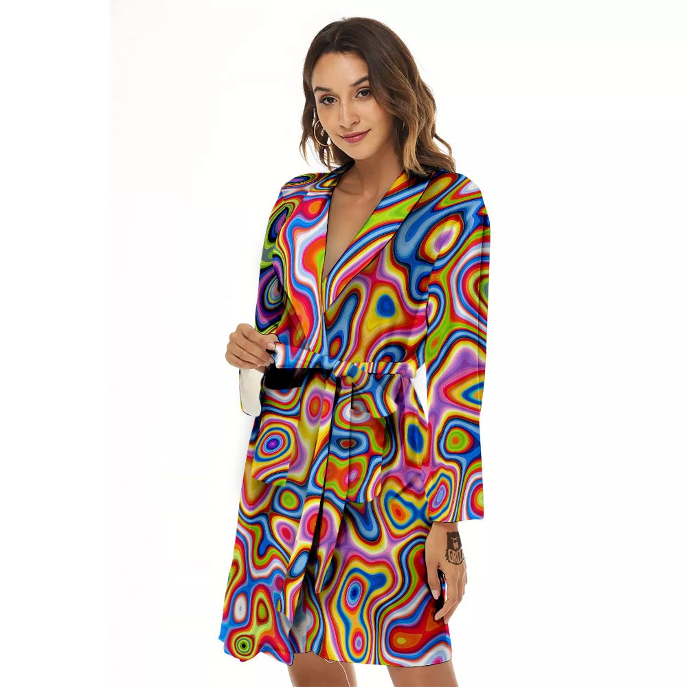 Trippy Rainbow Psychedelic Print Women's Robe-grizzshop