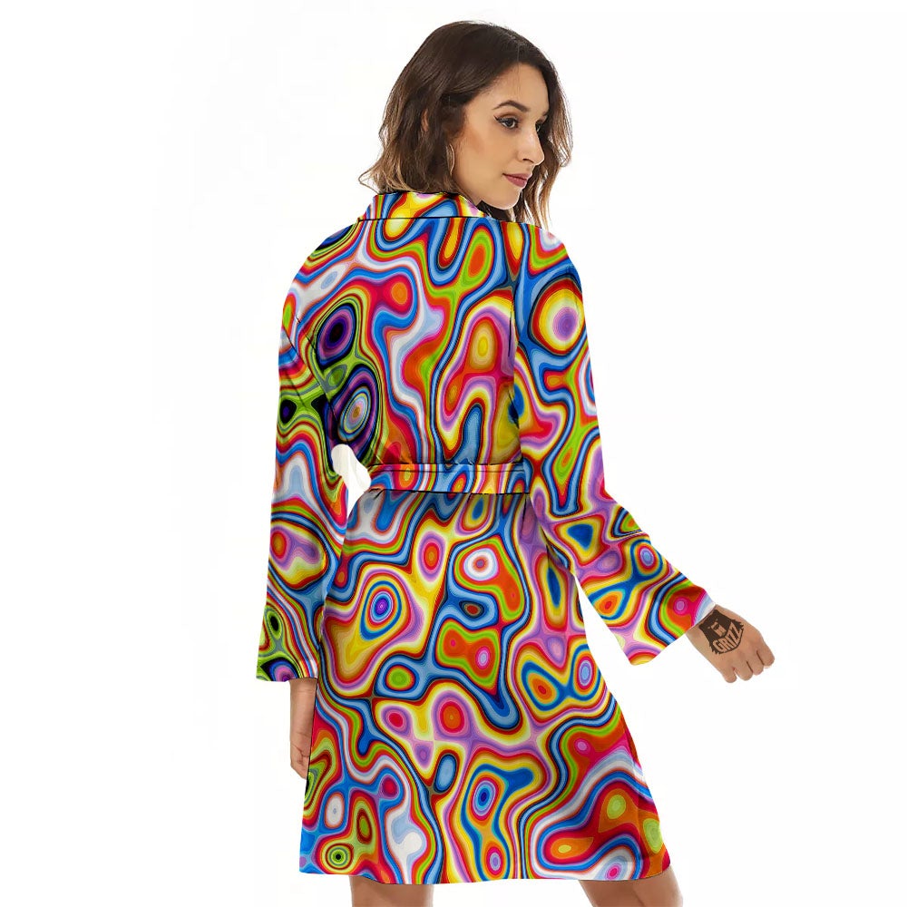 Trippy Rainbow Psychedelic Print Women's Robe-grizzshop