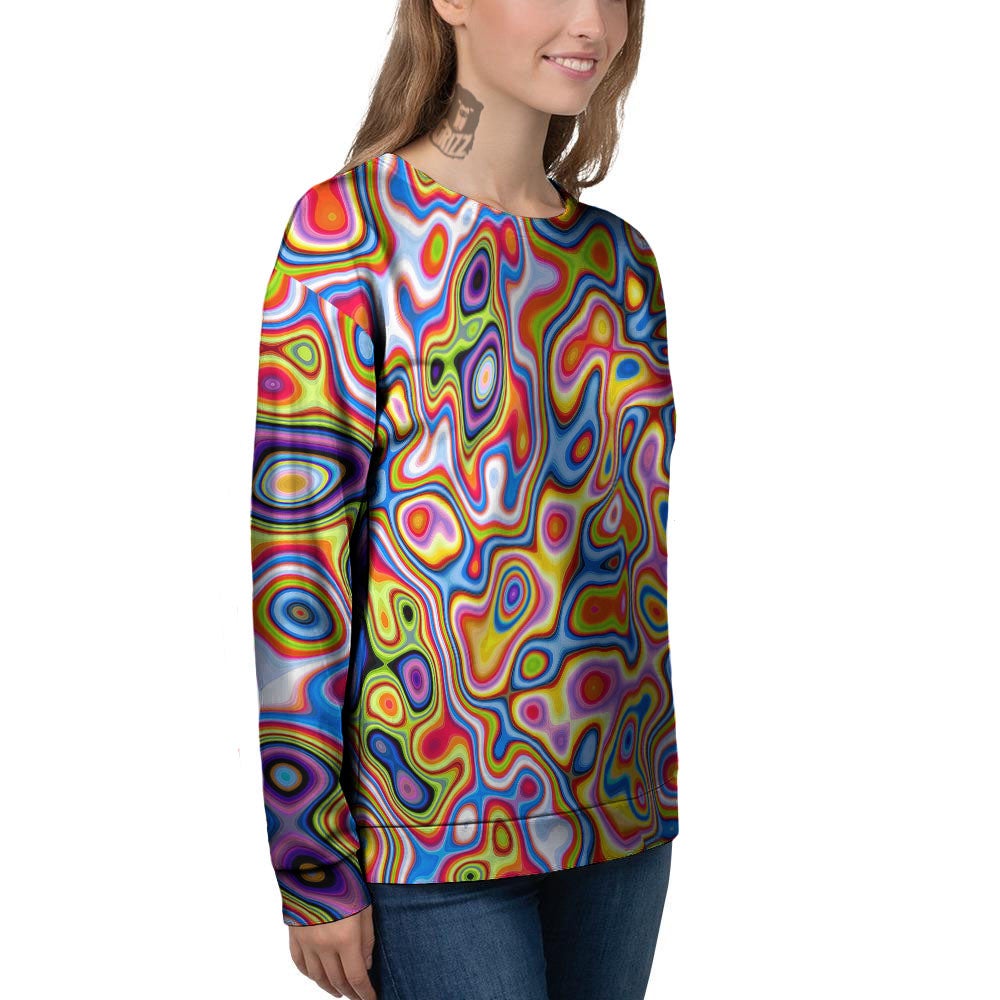 Trippy Rainbow Psychedelic Print Women's Sweatshirt-grizzshop