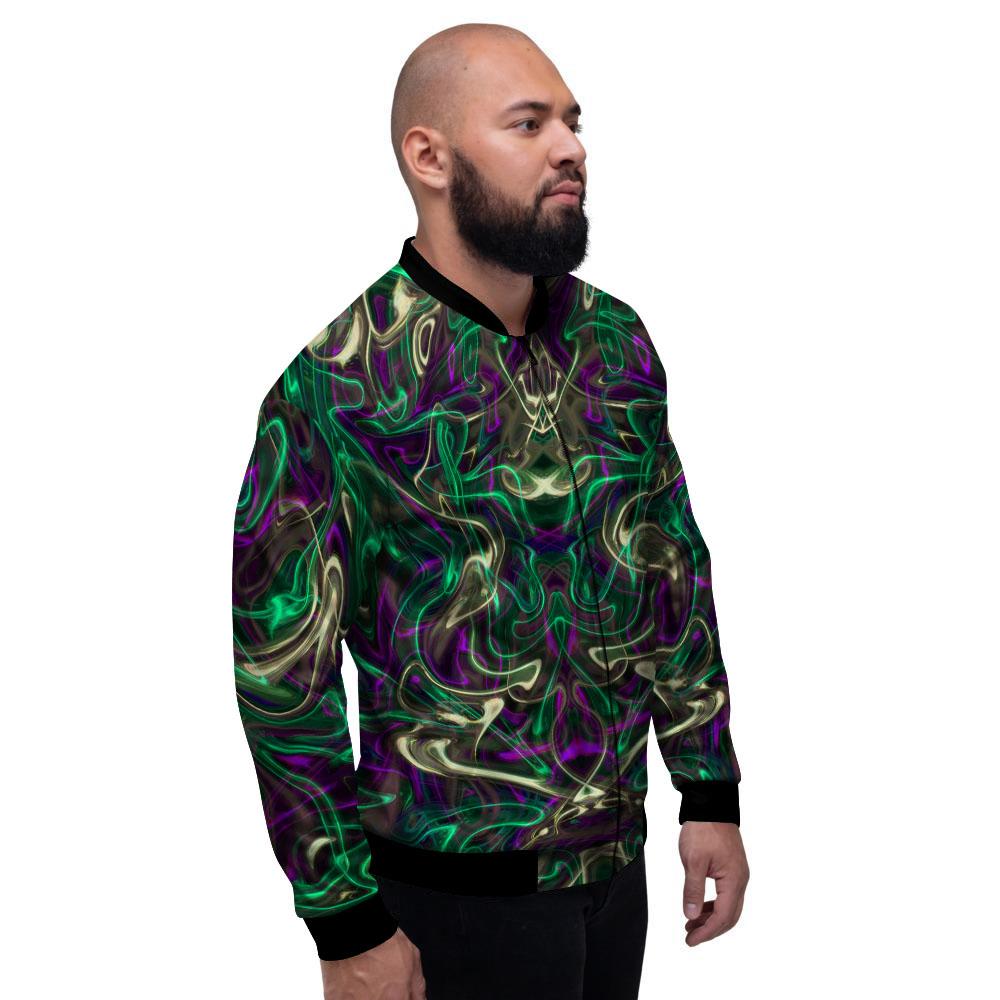 Trippy Smoke Psychedelic Print Men's Bomber Jacket-grizzshop