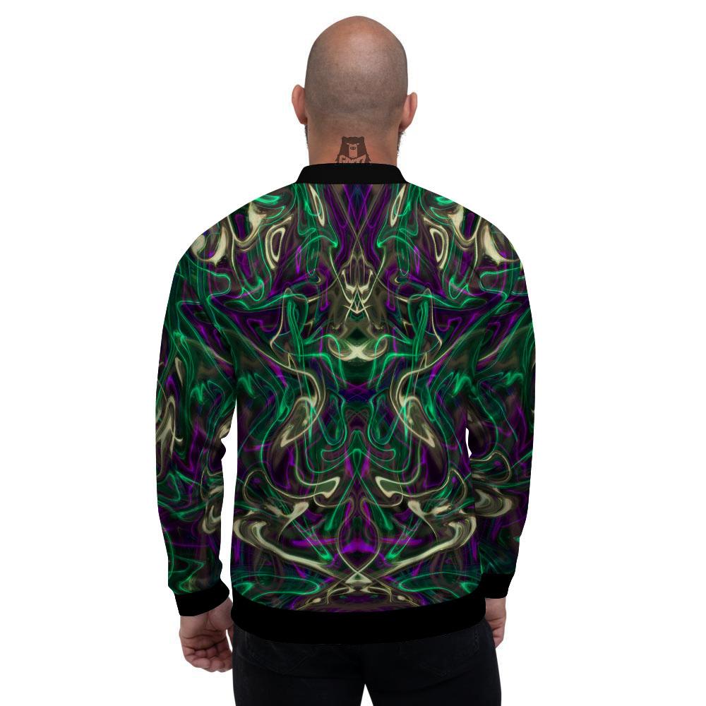 Trippy Smoke Psychedelic Print Men's Bomber Jacket-grizzshop