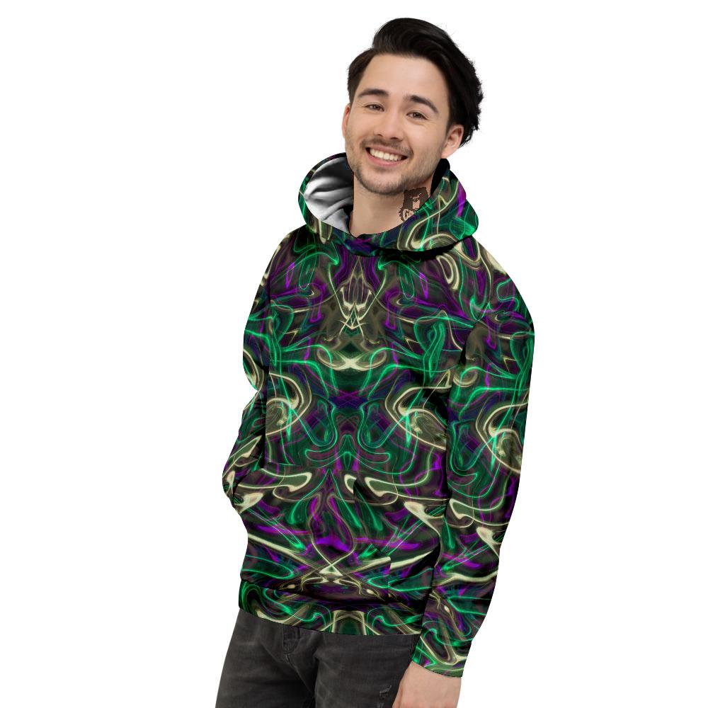 Trippy Smoke Psychedelic Print Men's Hoodie-grizzshop
