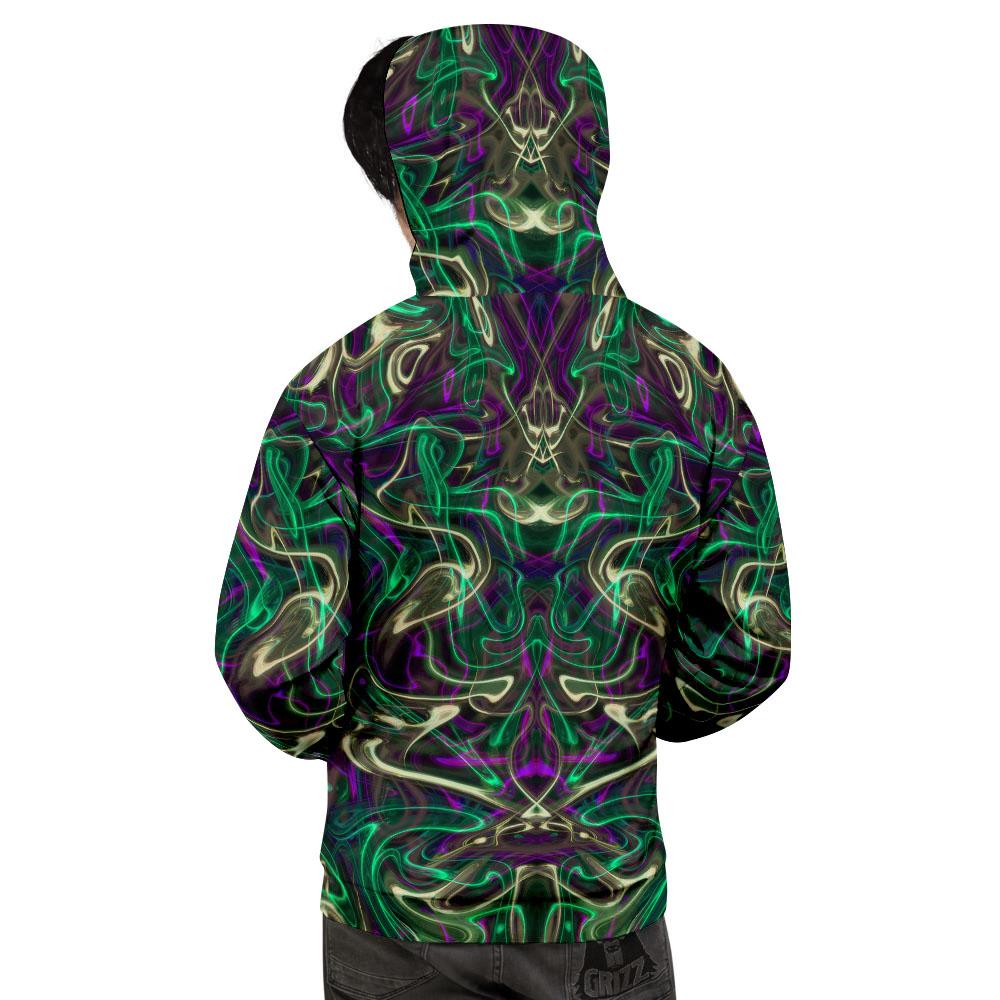 Trippy Smoke Psychedelic Print Men's Hoodie-grizzshop