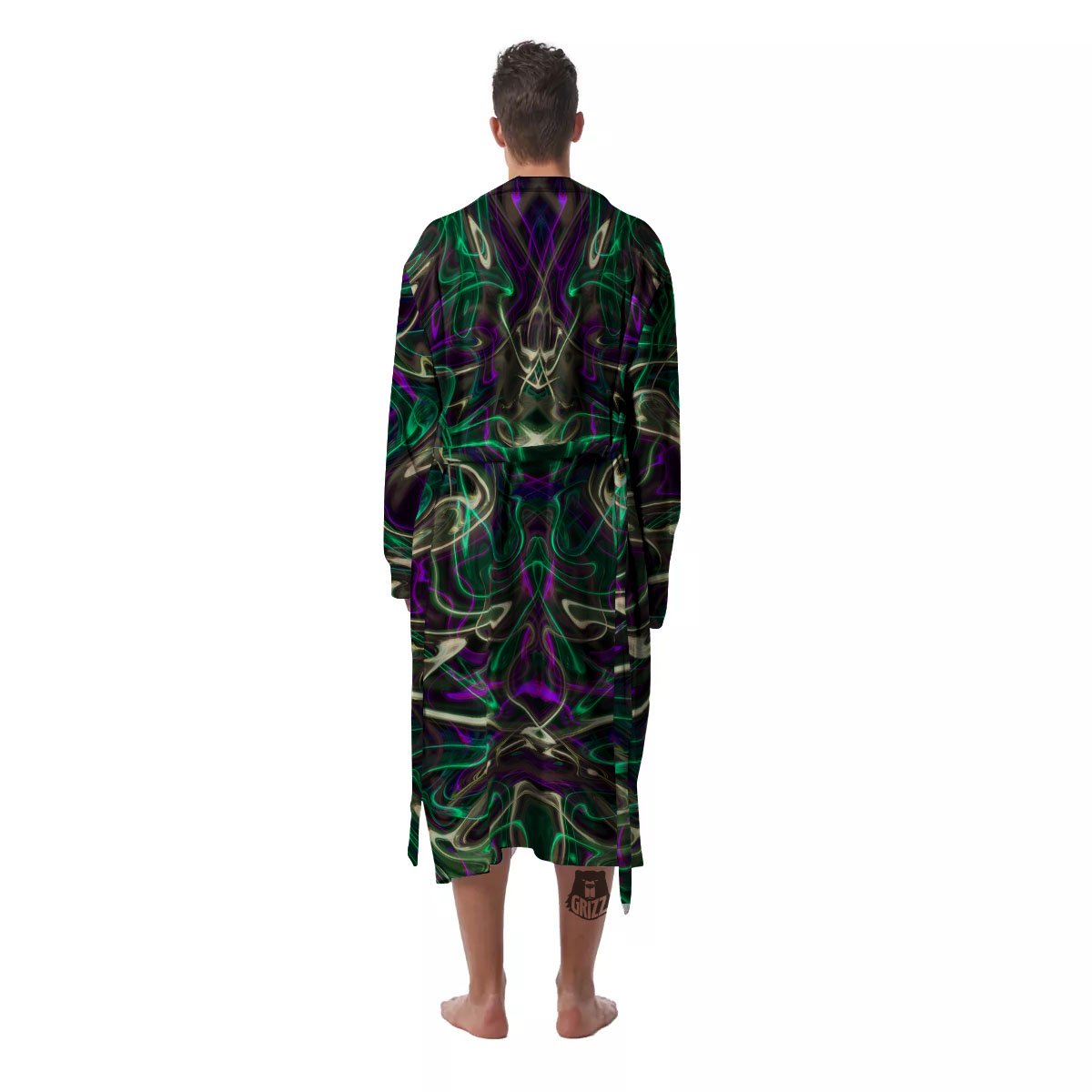 Trippy Smoke Psychedelic Print Men's Robe-grizzshop