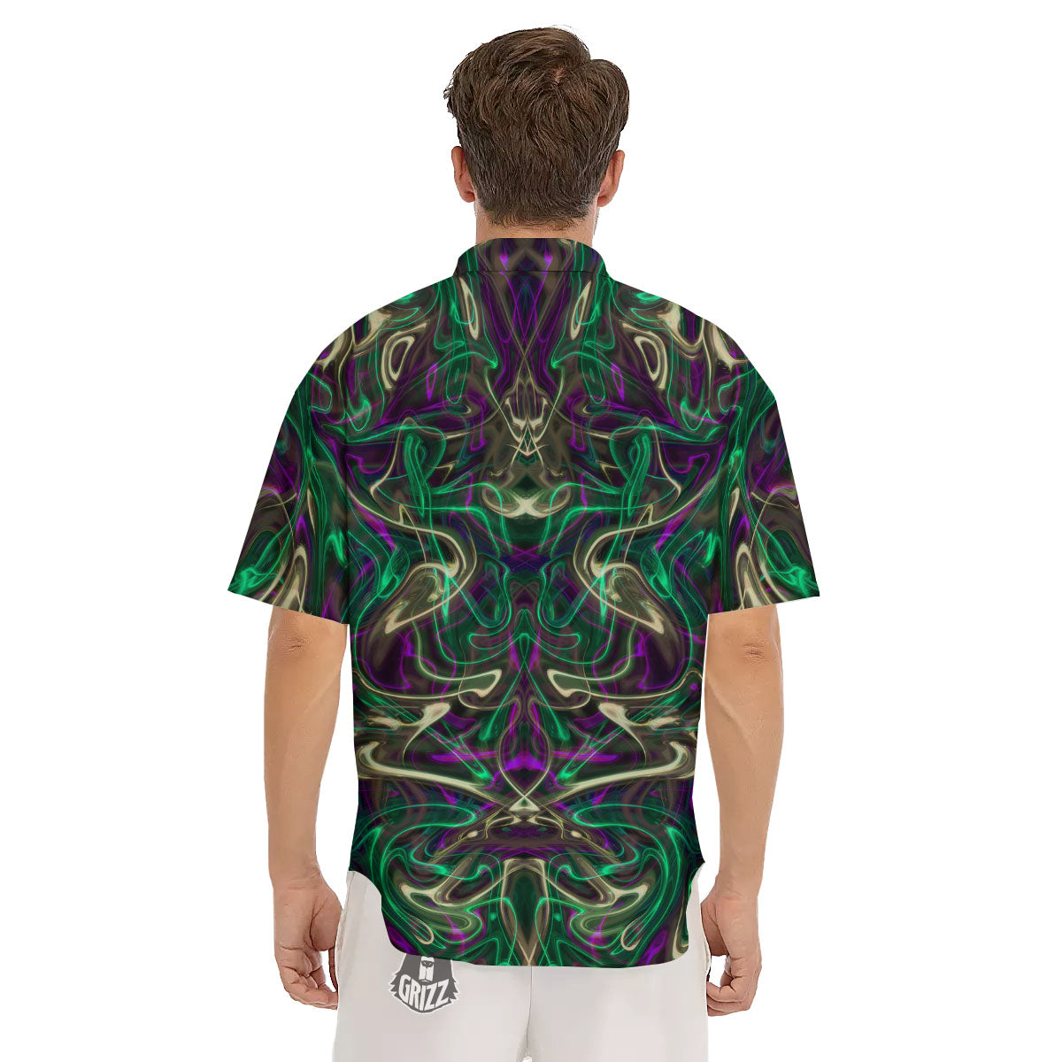 Trippy Smoke Psychedelic Print Men's Short Sleeve Shirts-grizzshop