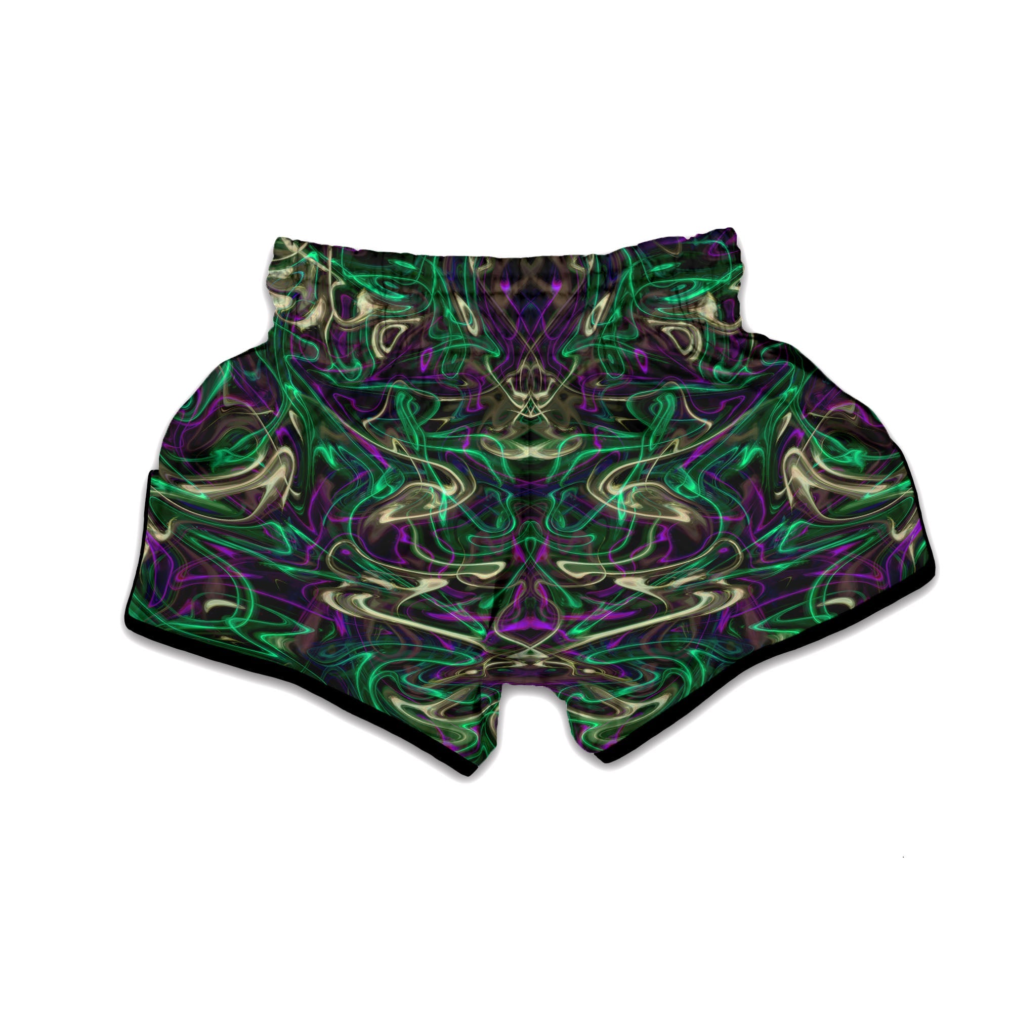 Trippy Smoke Psychedelic Print Muay Thai Boxing Shorts-grizzshop