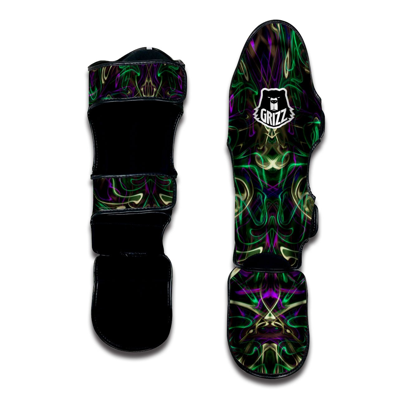 Trippy Smoke Psychedelic Print Muay Thai Shin Guards-grizzshop