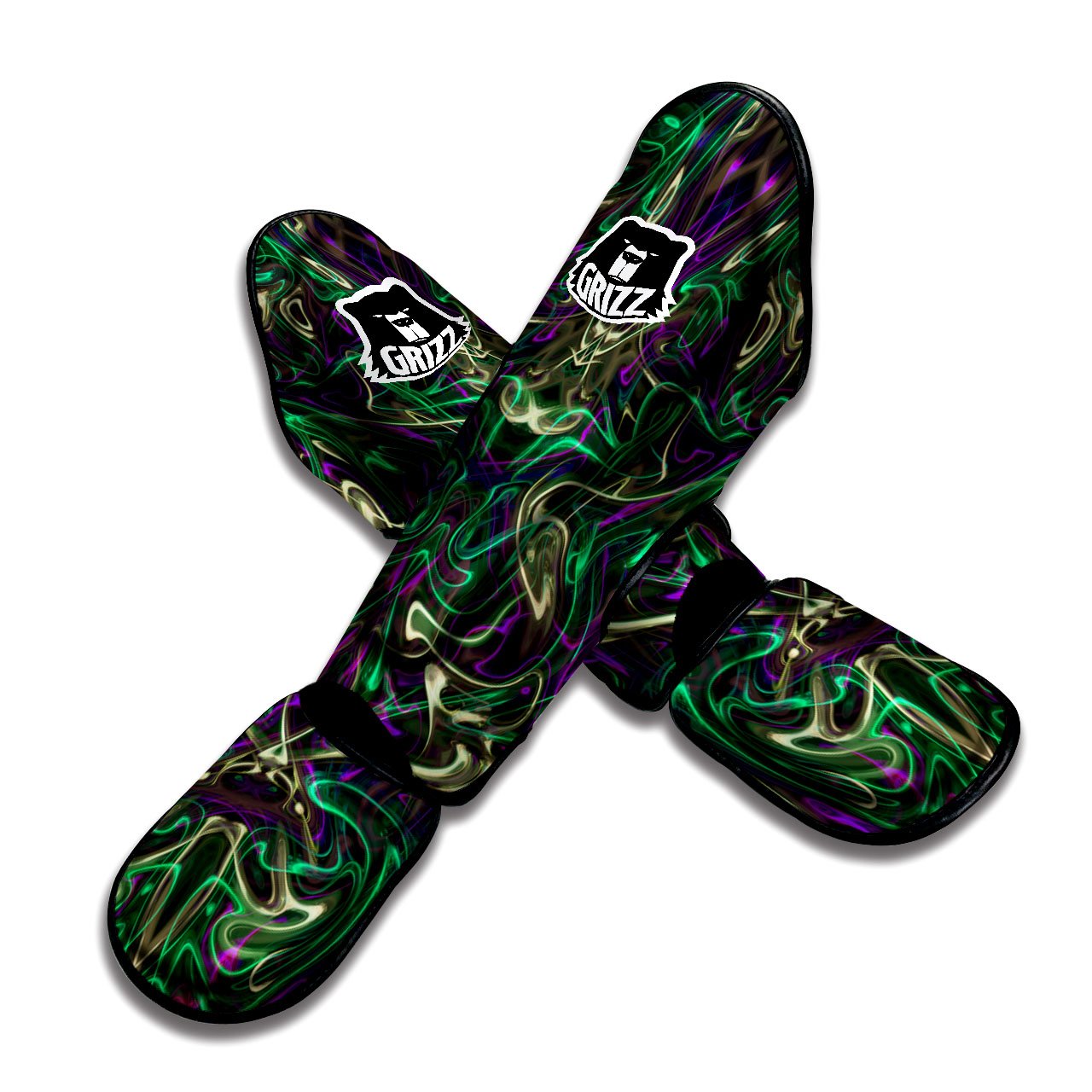 Trippy Smoke Psychedelic Print Muay Thai Shin Guards-grizzshop
