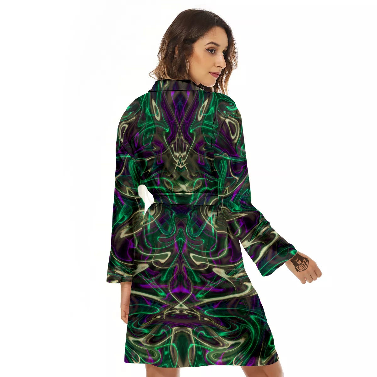 Trippy Smoke Psychedelic Print Women's Robe-grizzshop