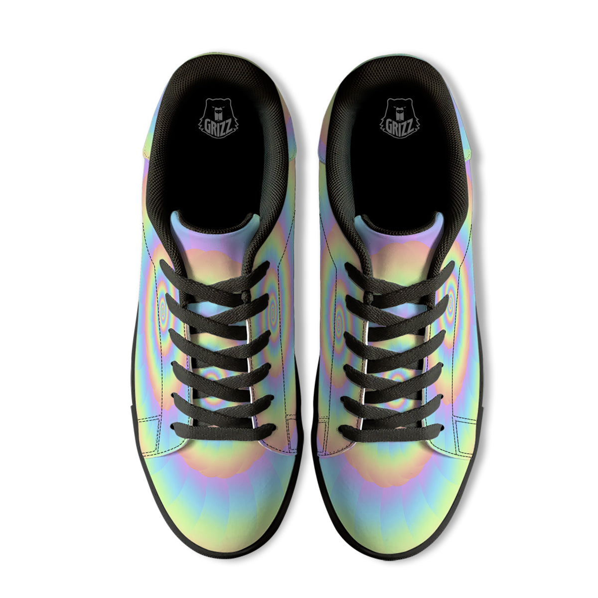 Trippy Spiral Colorful Print Black Low Top Sneakers-grizzshop