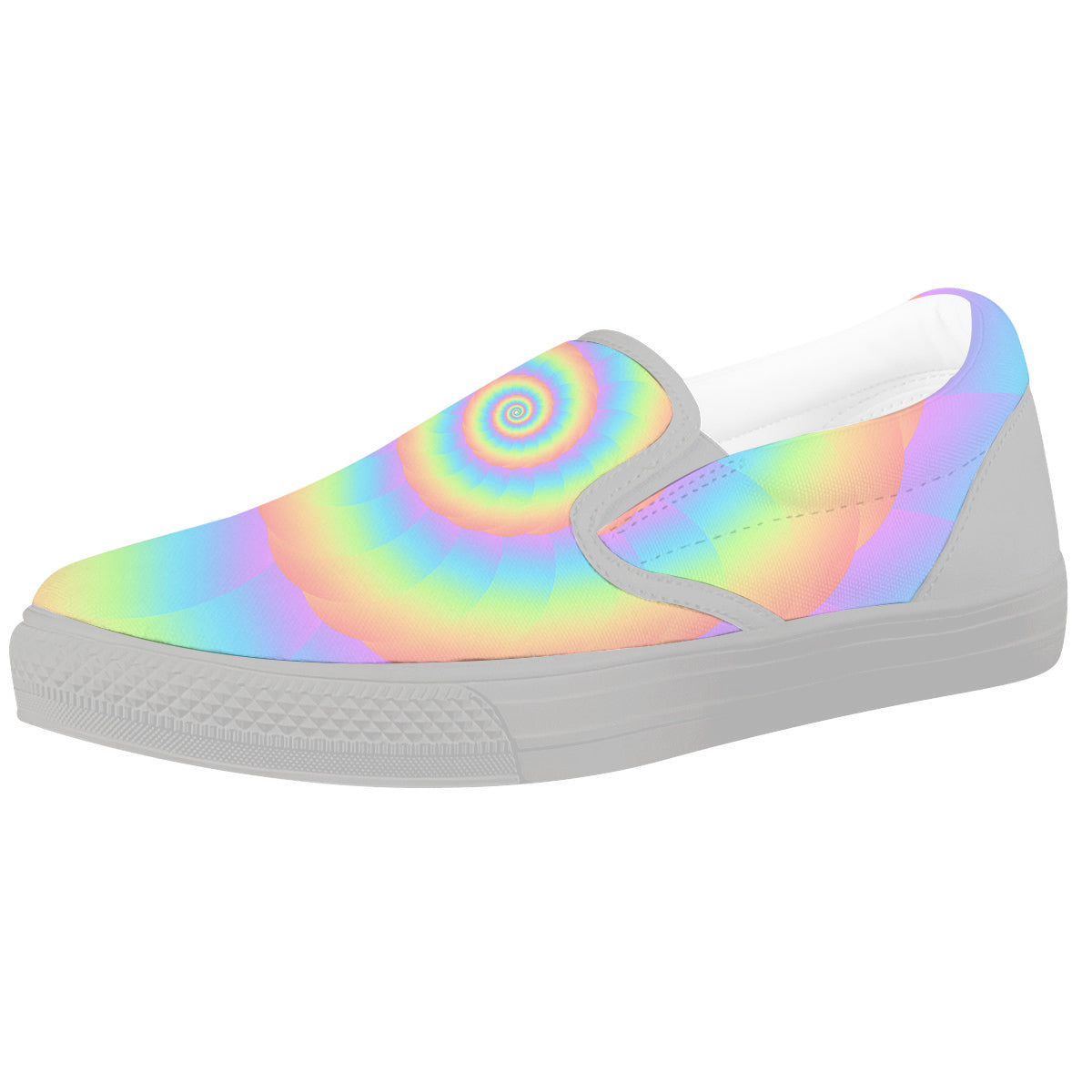 Trippy Spiral Colorful Print White Slip On Shoes-grizzshop
