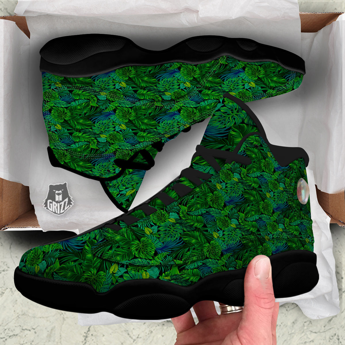 Tropical Aloha Hawaii Print Pattern Black Basketball Shoes-grizzshop
