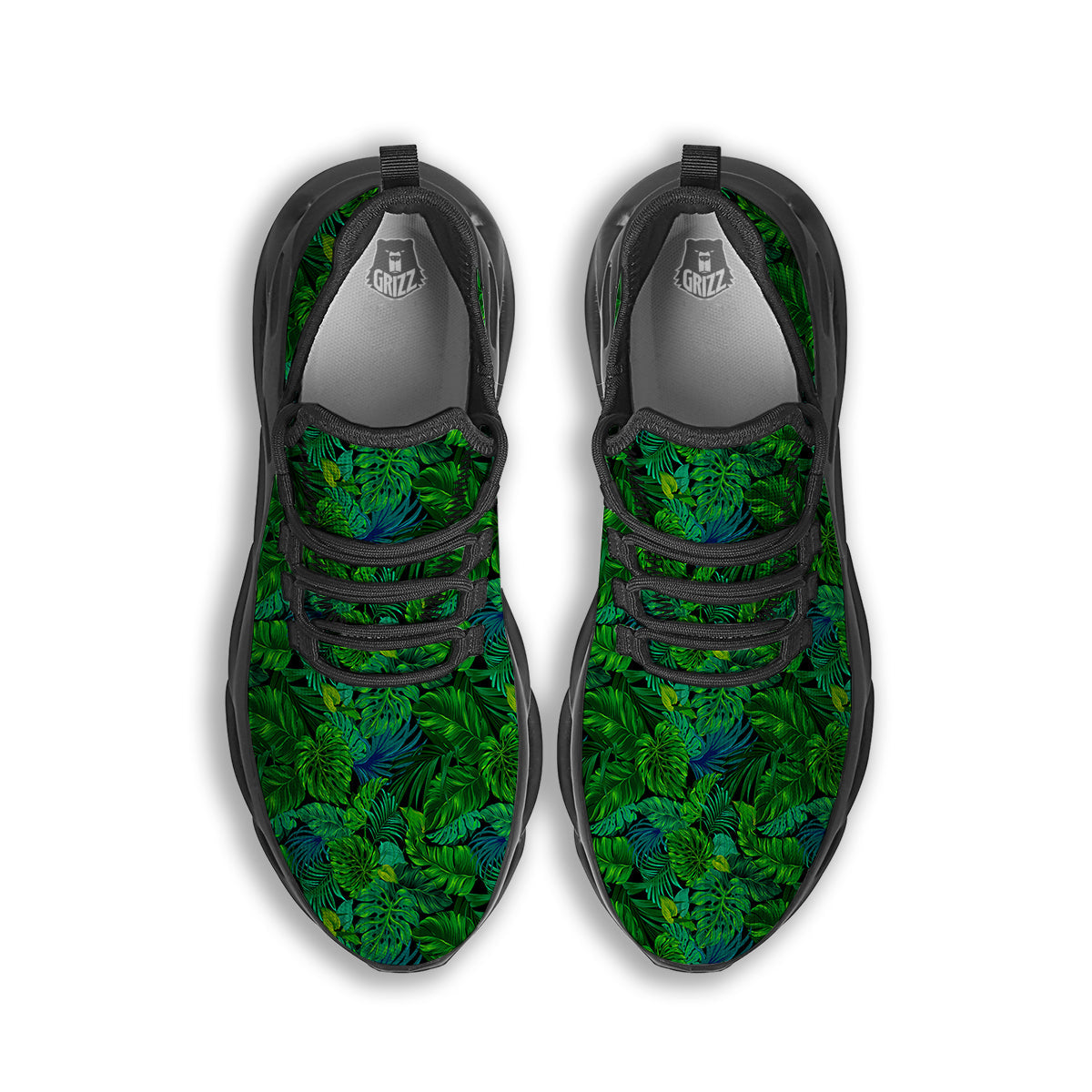 Tropical Aloha Hawaii Print Pattern Black Running Shoes-grizzshop