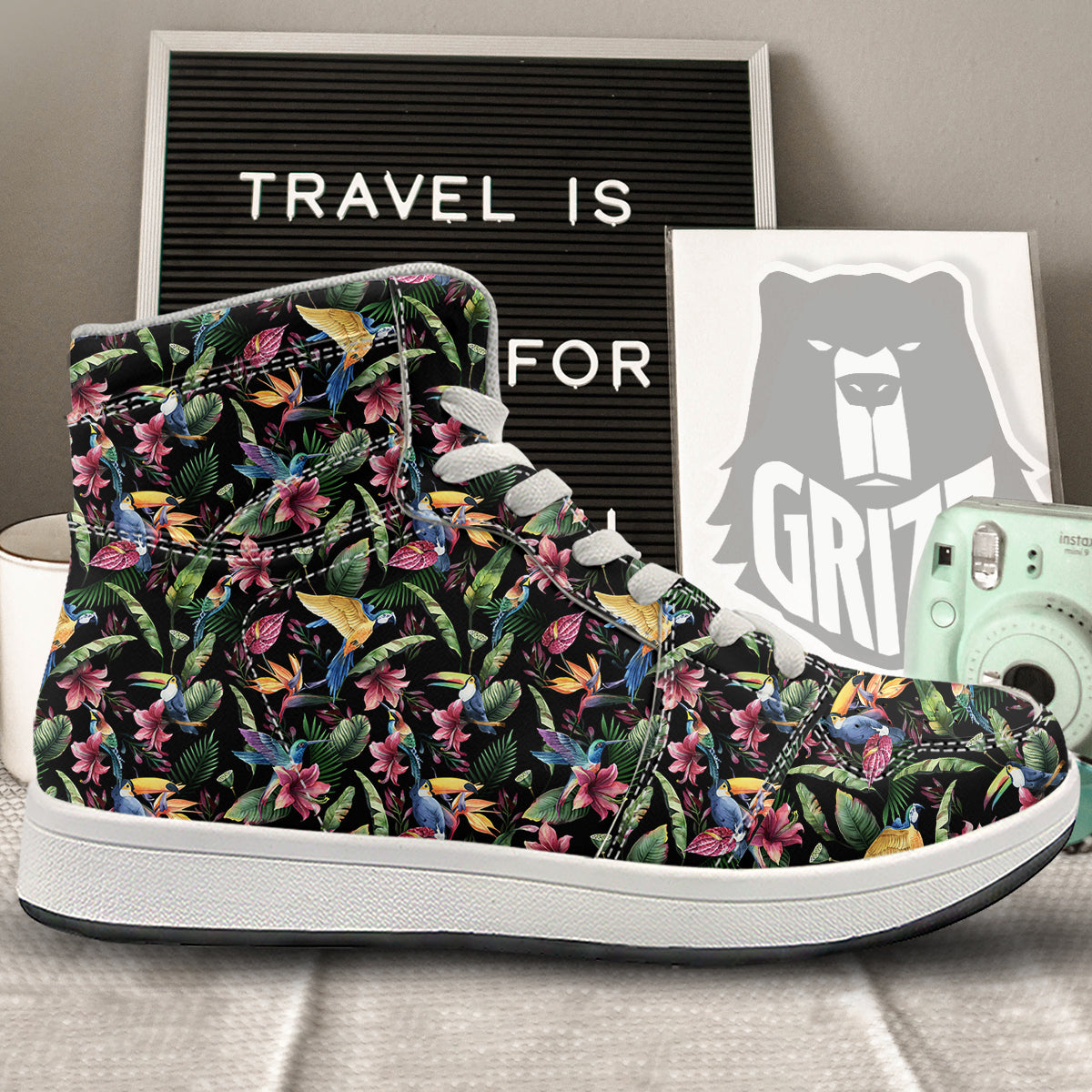 Tropical Aloha Hawaiian Print Pattern High Top Sneakers-grizzshop