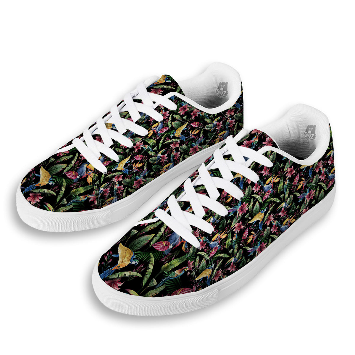Tropical Aloha Hawaiian Print Pattern White Low Top Sneakers-grizzshop