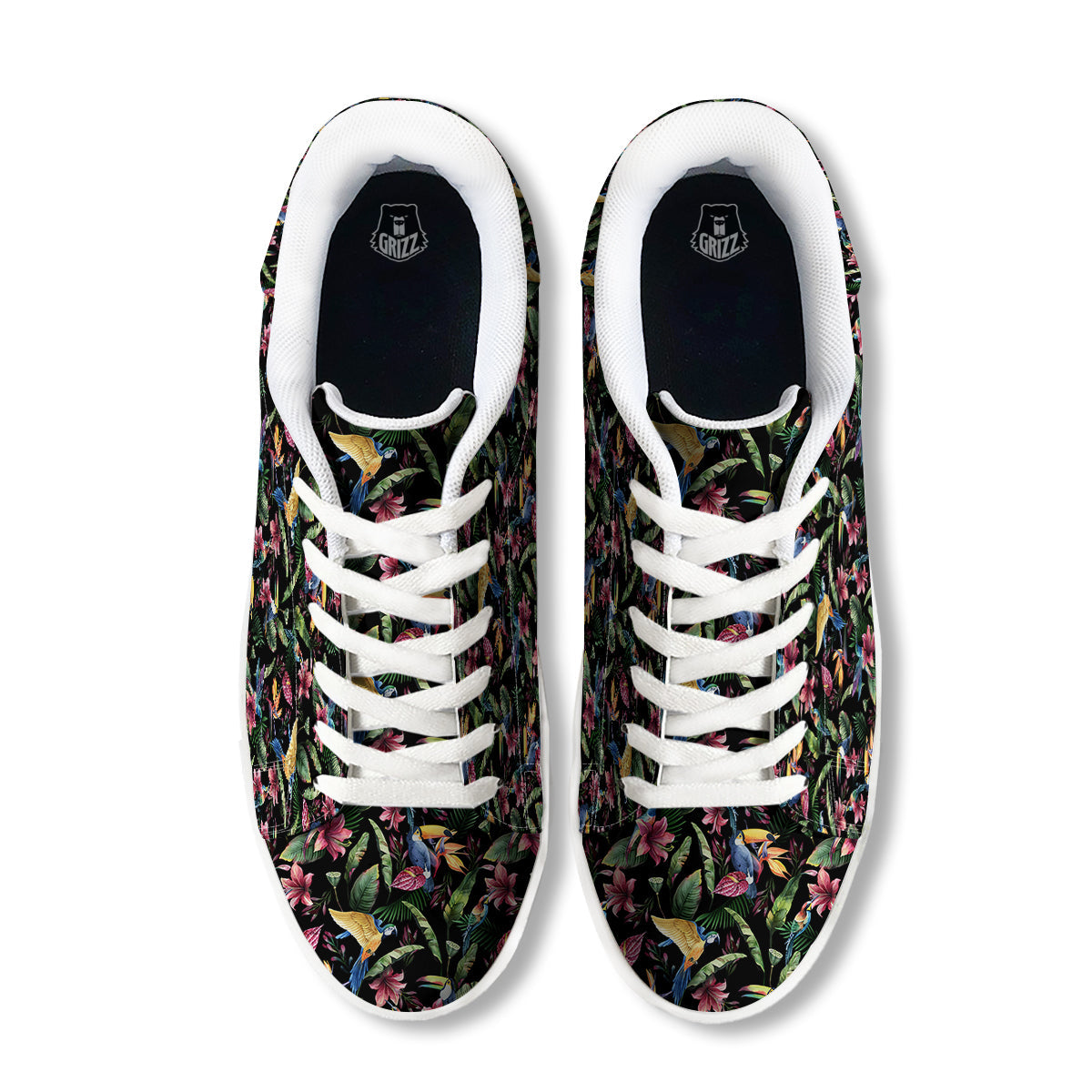 Tropical Aloha Hawaiian Print Pattern White Low Top Sneakers-grizzshop