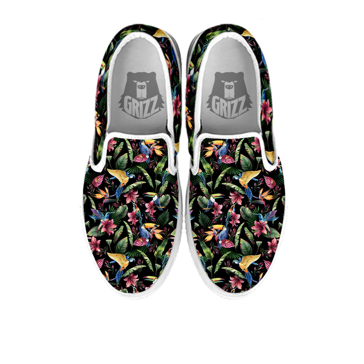 Tropical Aloha Hawaiian Print Pattern White Slip On Shoes-grizzshop