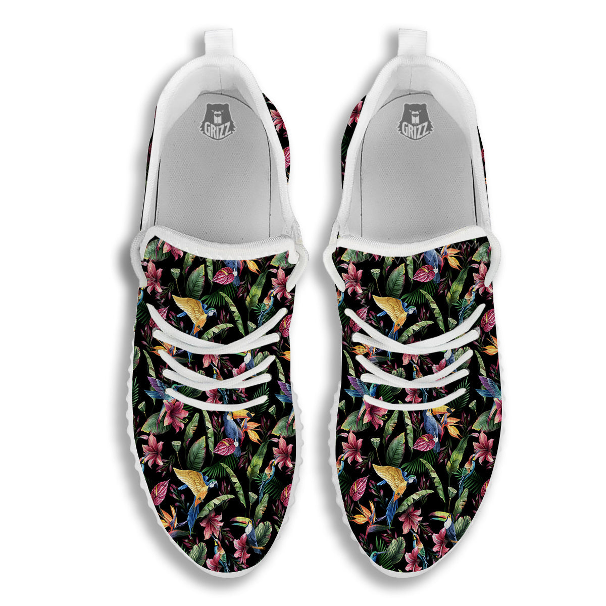 Tropical Aloha Hawaiian Print Pattern White Walking Shoes-grizzshop